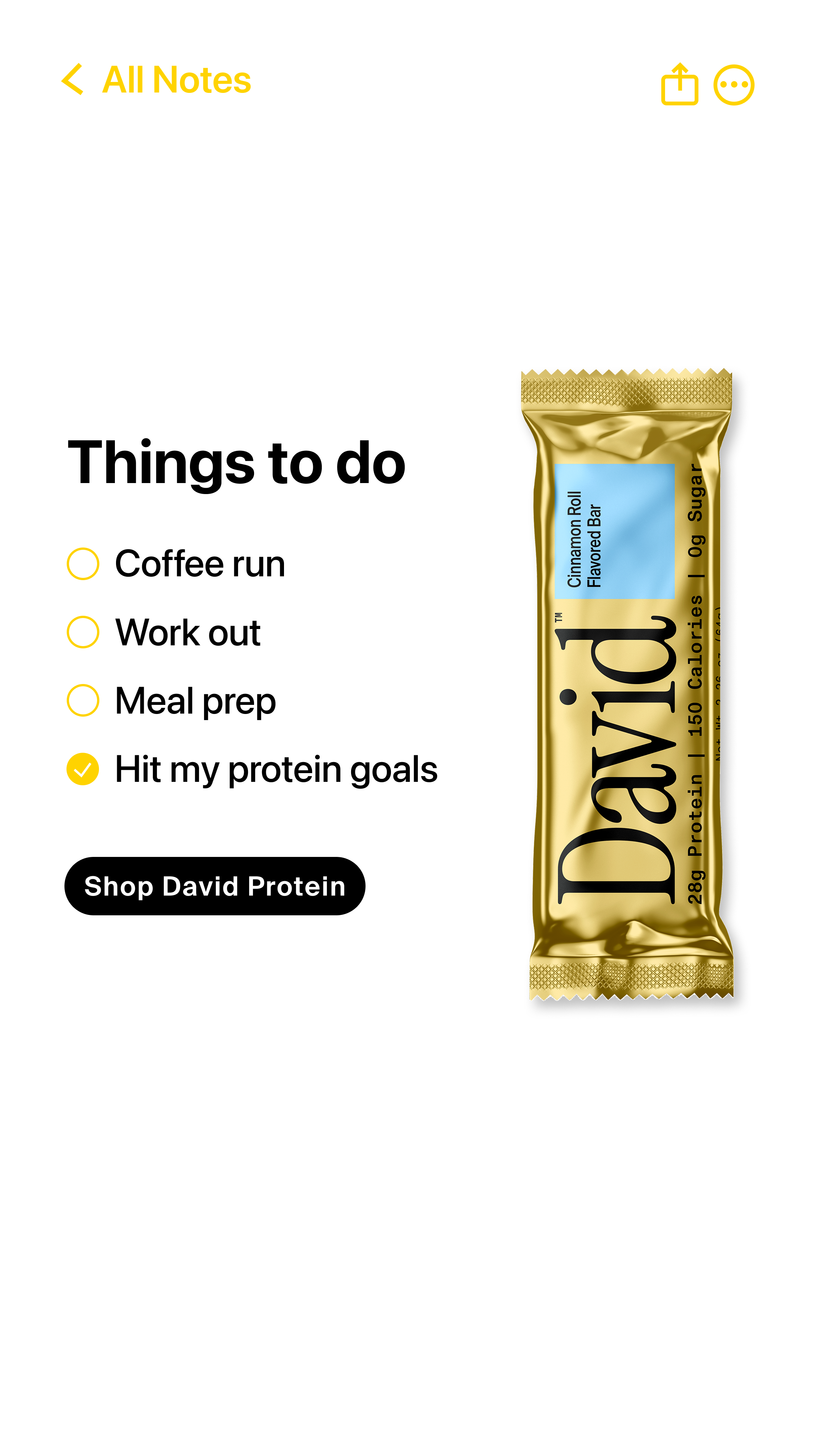 David Protein Facebook ad