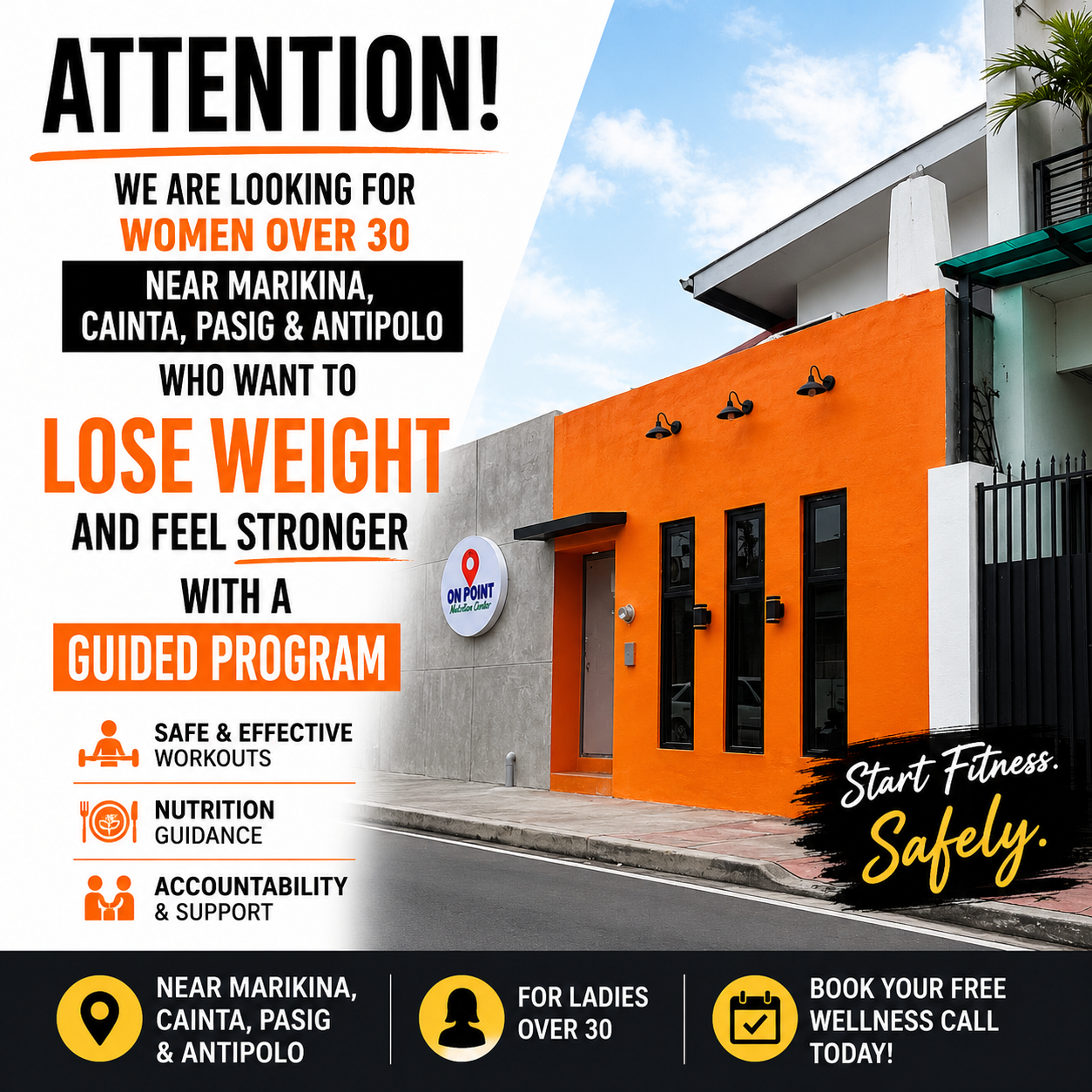 On Point Nutrition Center Facebook ad: Strong, Confident, & Lean in 90 Days