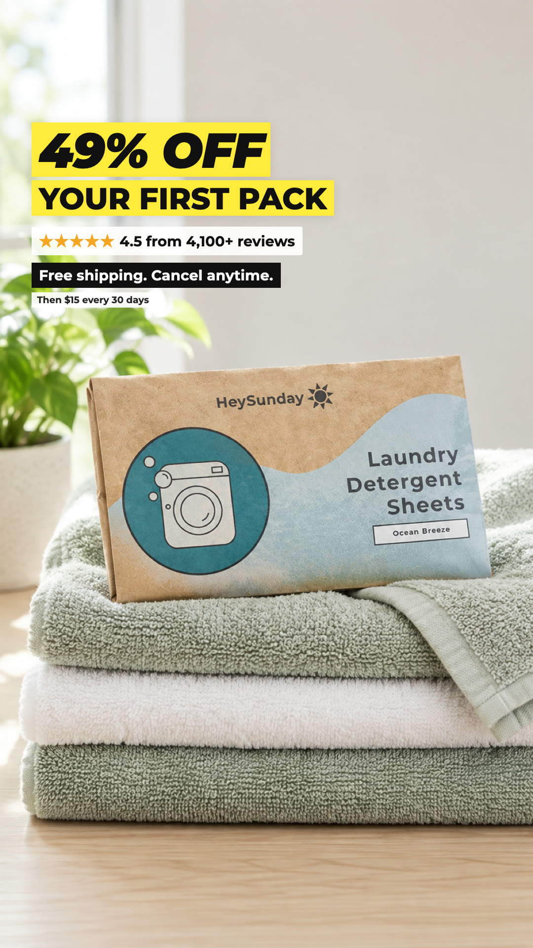 HeySunday Facebook ad: 49% Off Your First Pack