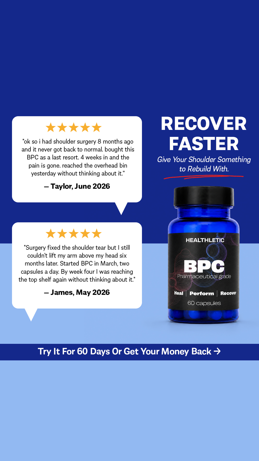 Healthletic Body Protecting Compound Facebook ad: Get Clinic-Grade Recovery Now! | Up to 45% OFF