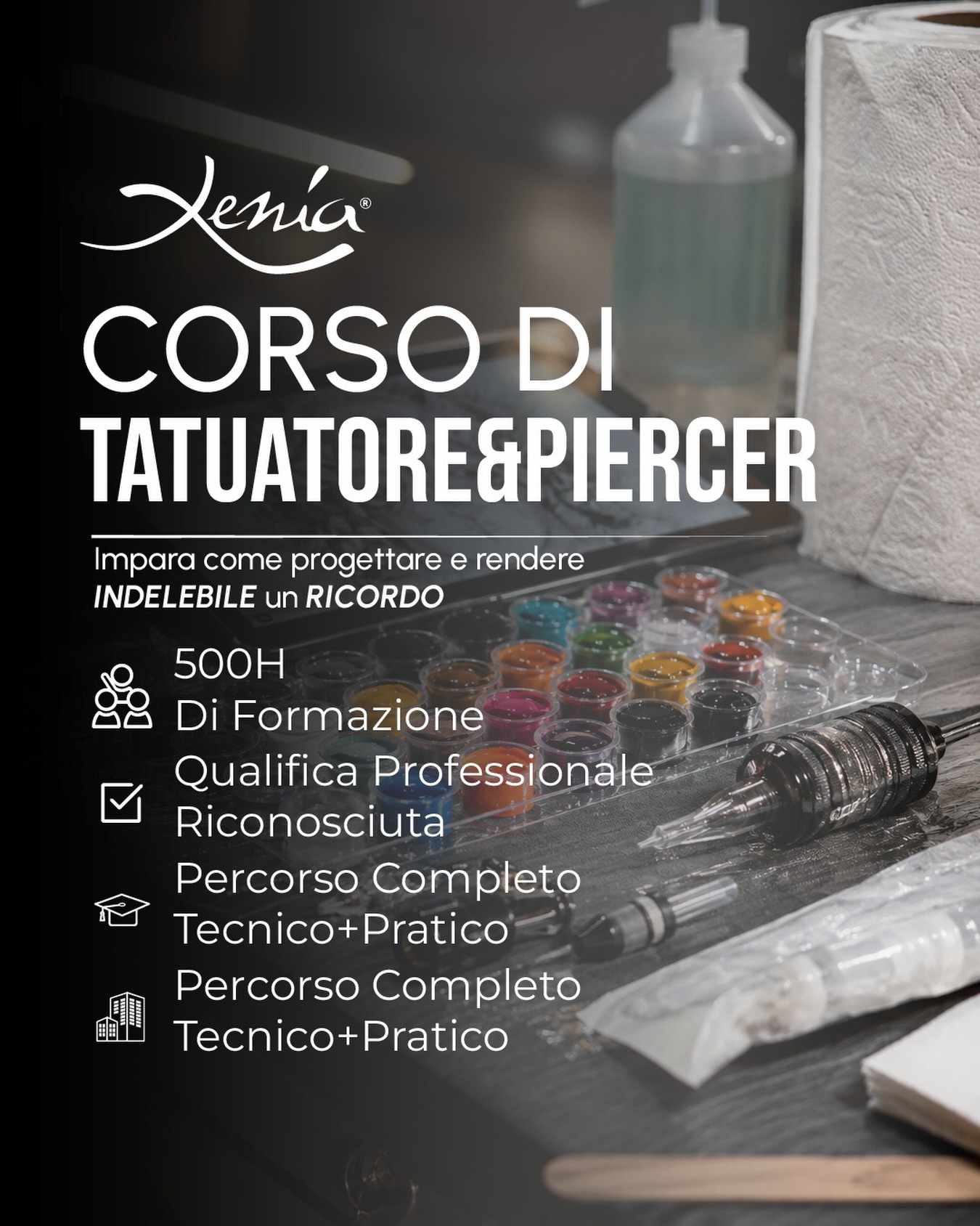 Xenia Professional Facebook ad: Diventare tatuatore è un mestiere che unisce creatività…