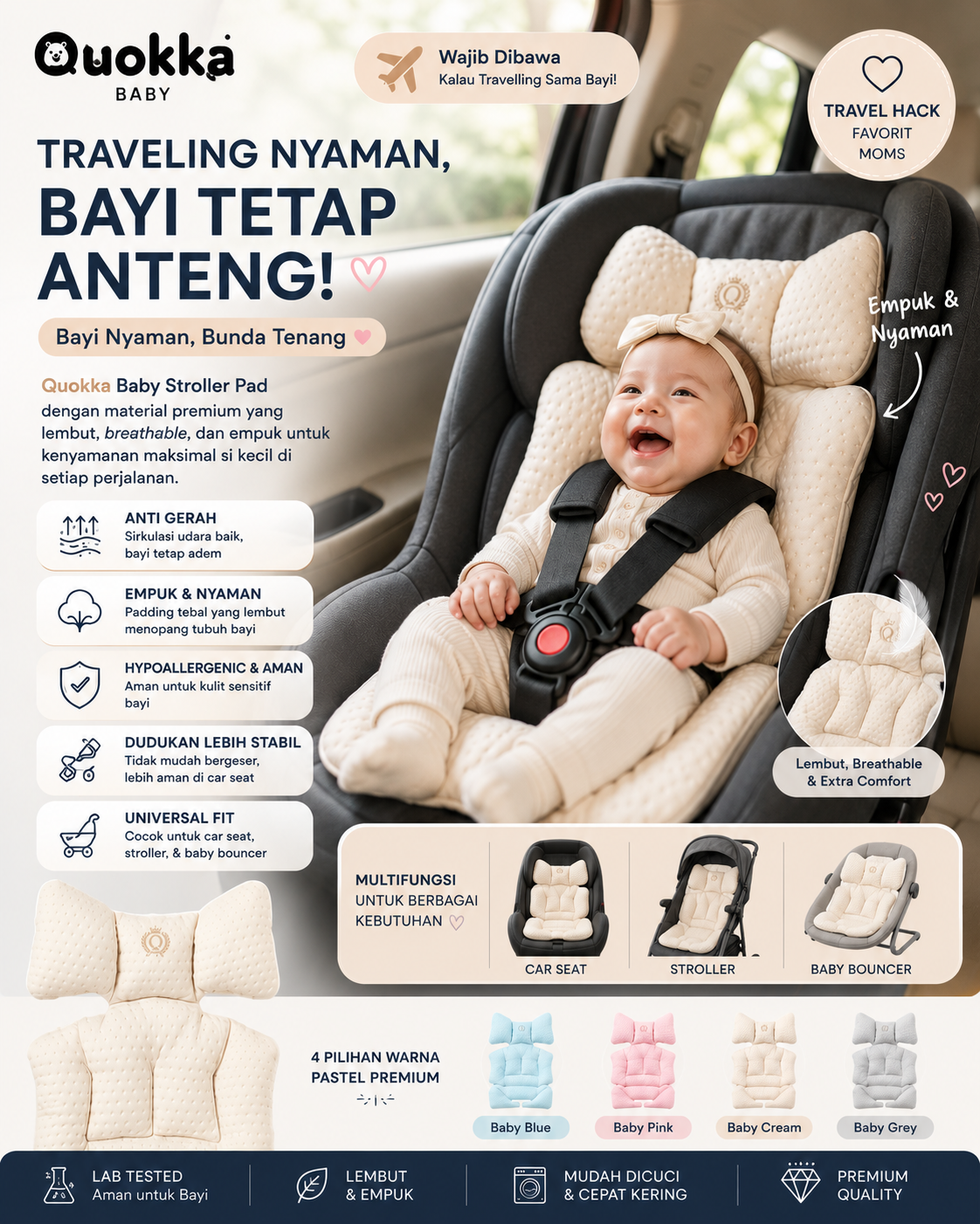 Quokka Baby Indonesia Facebook ad: Bayi Anti Gerah di Stroller