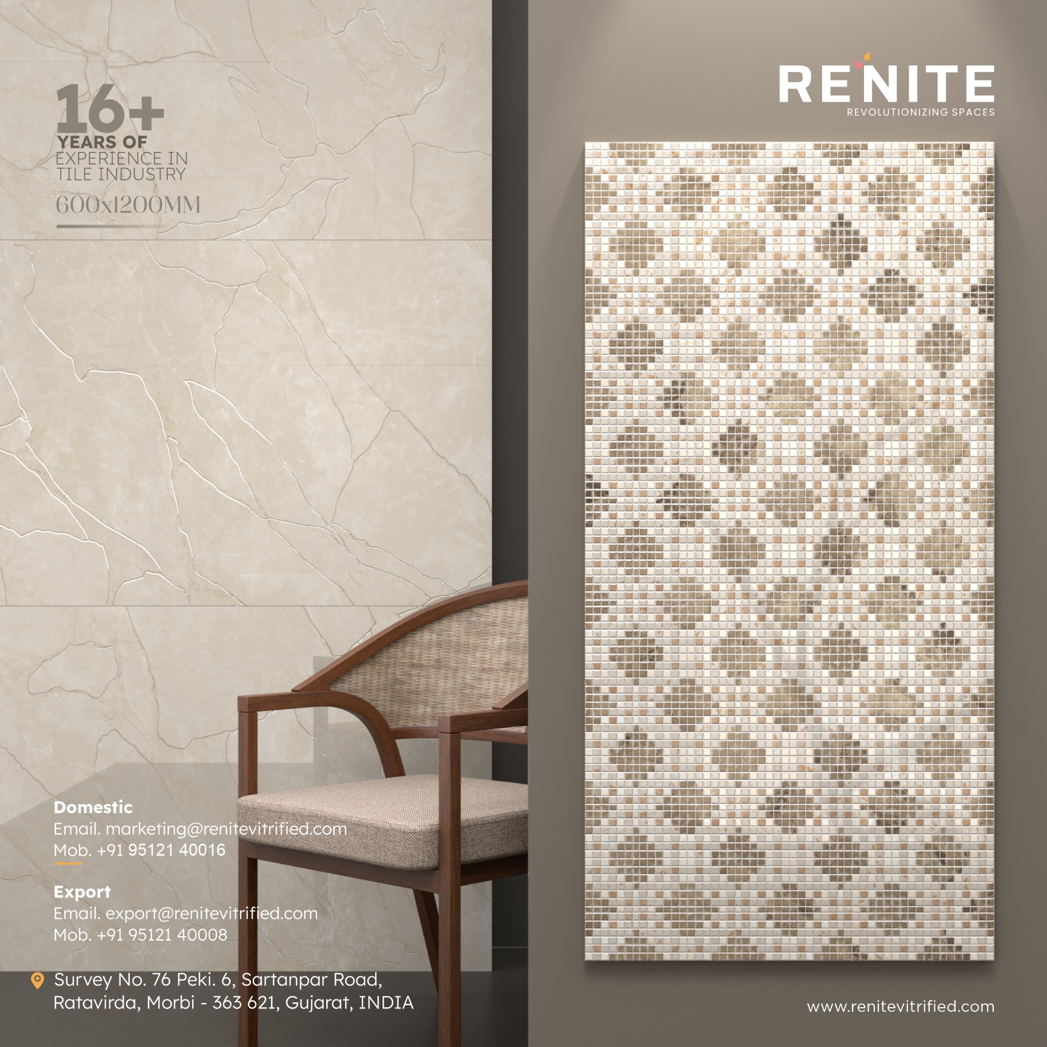 Renite Vitirified LLP Facebook ad: Elevate your interiors with premium 600x1200mm vitrified…