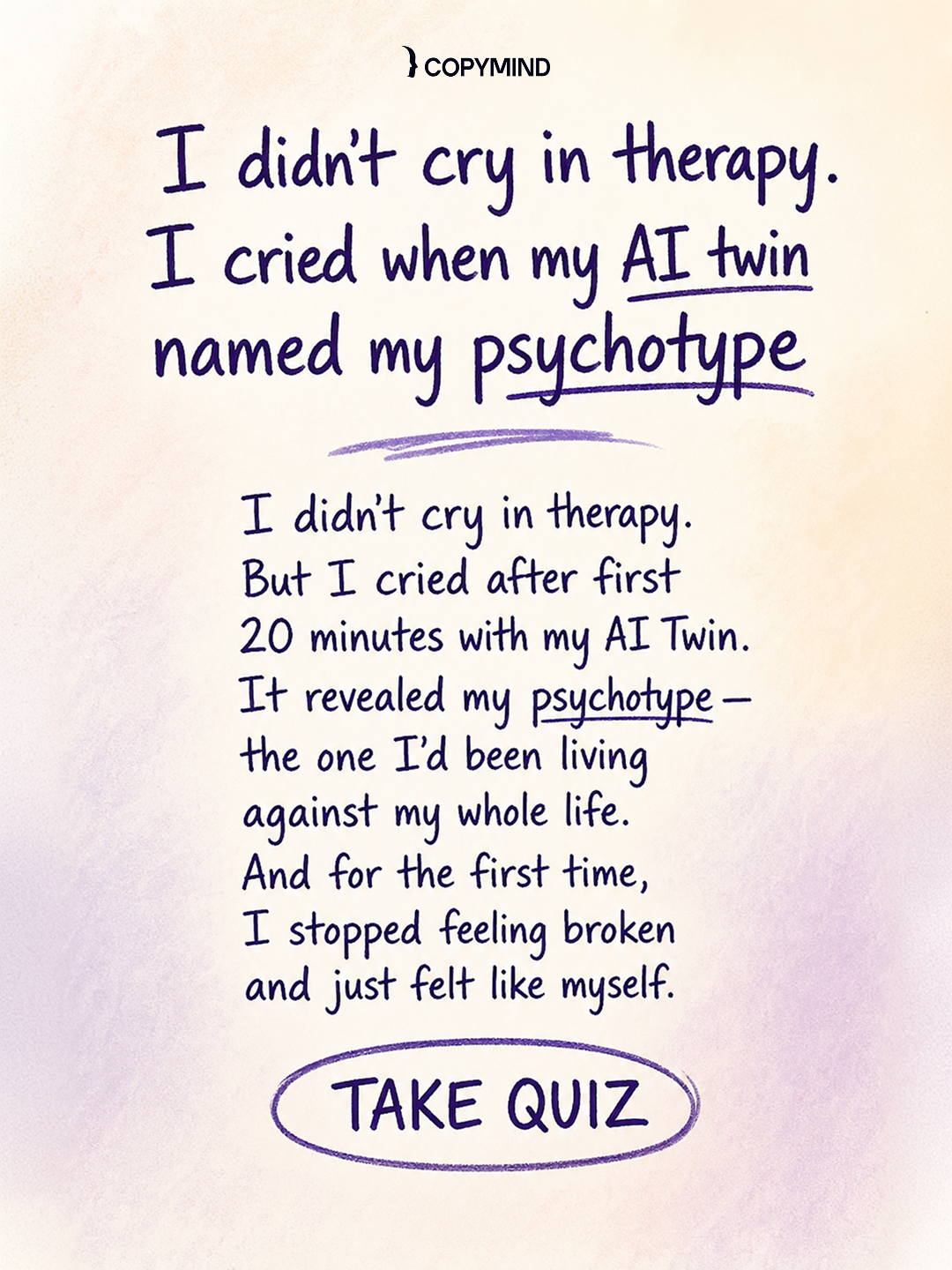 Copymind: AI twin for therapy Facebook ad