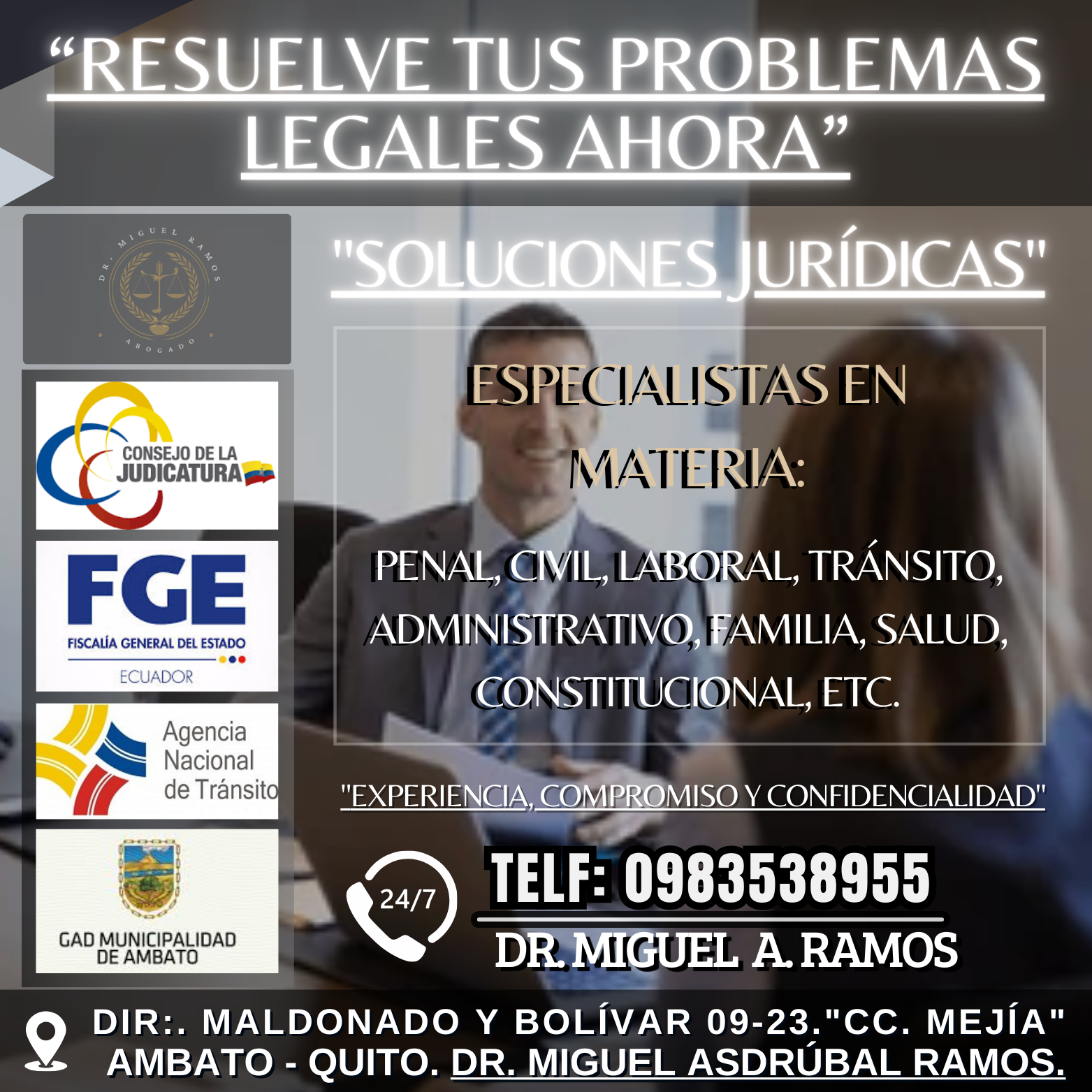 Soluciones Jurídicas Ramos y Asociados - Abogados. Ambato-Ecuador Facebook ad: RESUELVE TU PROBLEMA LEGAL AHORA