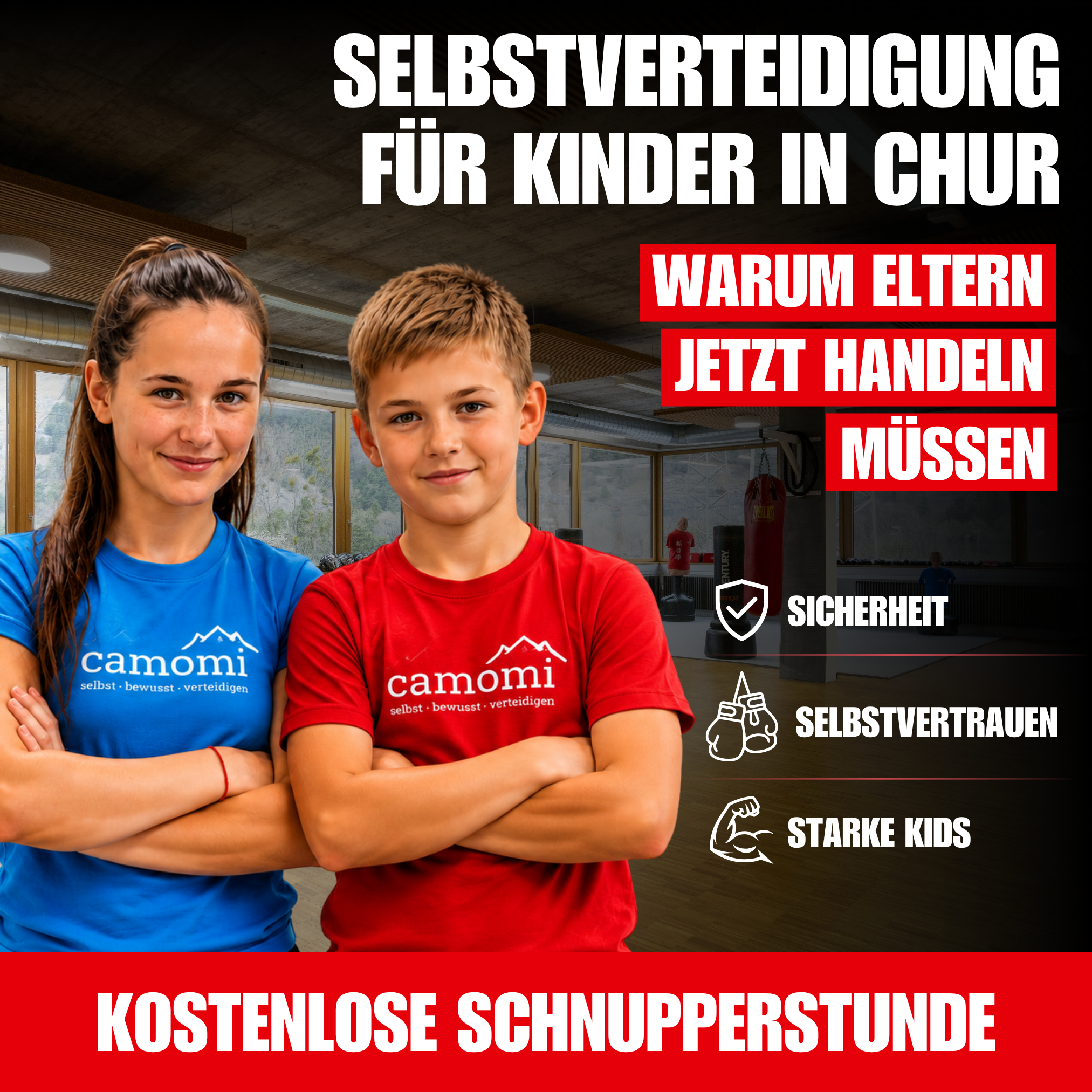 Camomi - selbst, bewusst, verteidigen Facebook ad: Selbstverteidigung für Kinder in Chur