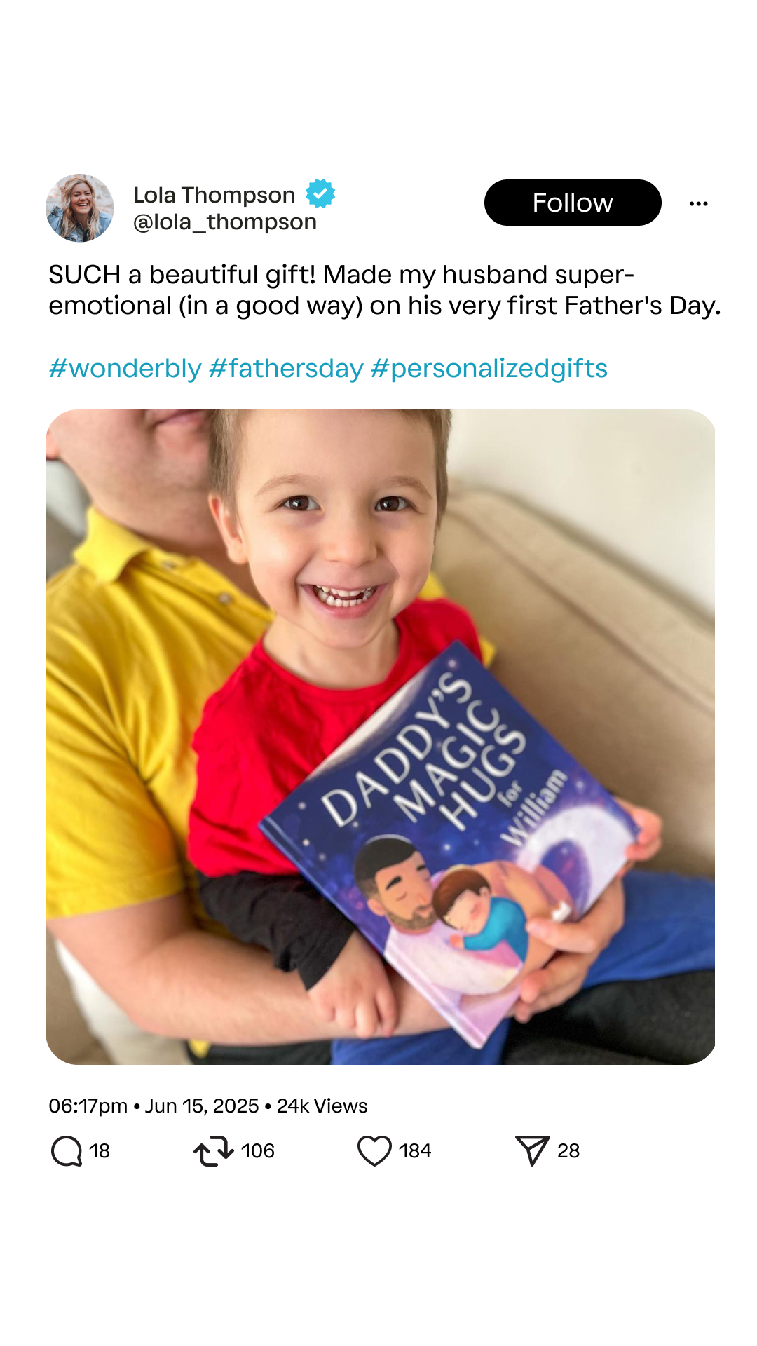 Wonderbly Facebook ad