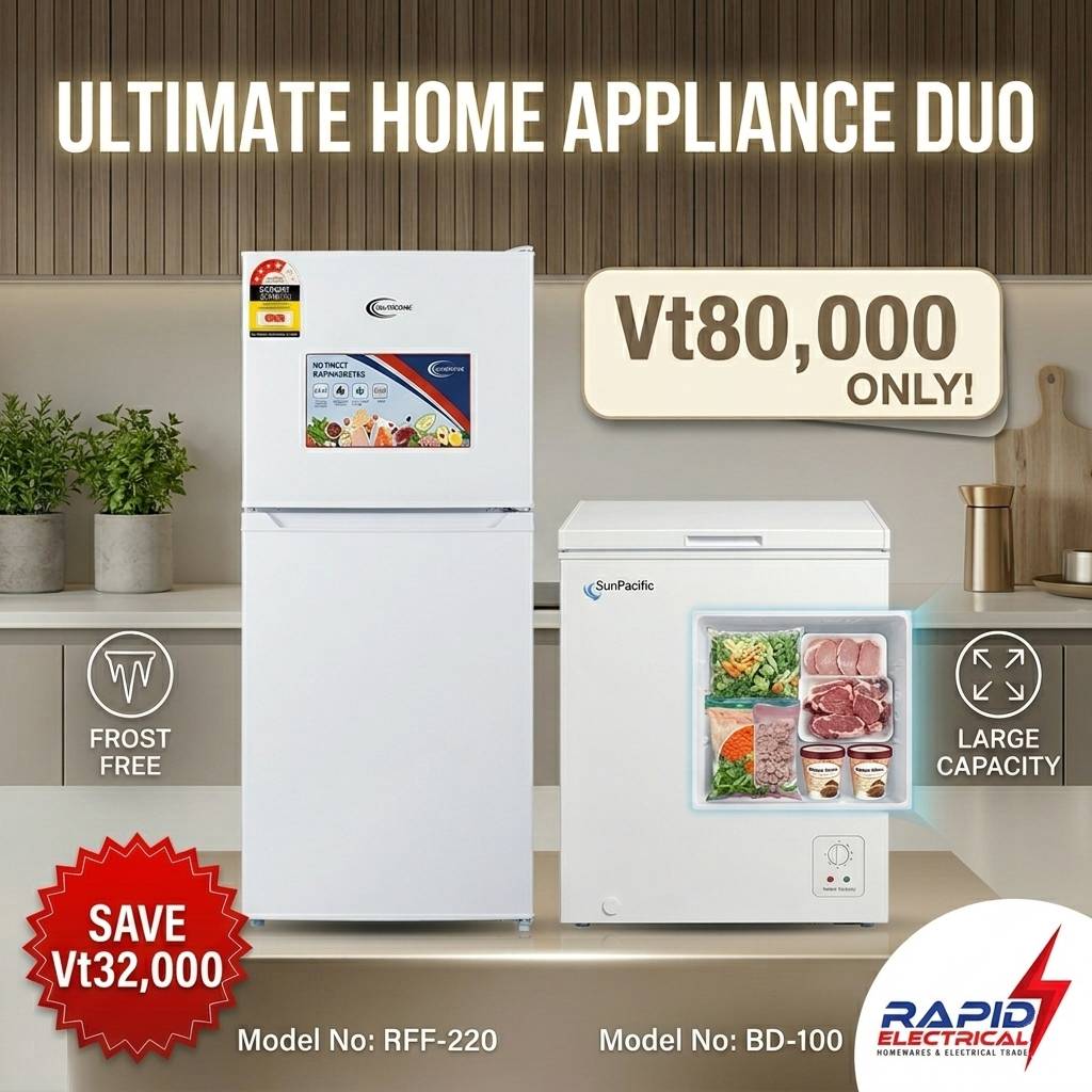 Rapid Electrical Vanuatu Facebook ad: Ultimate Home Appliance Duo Deal