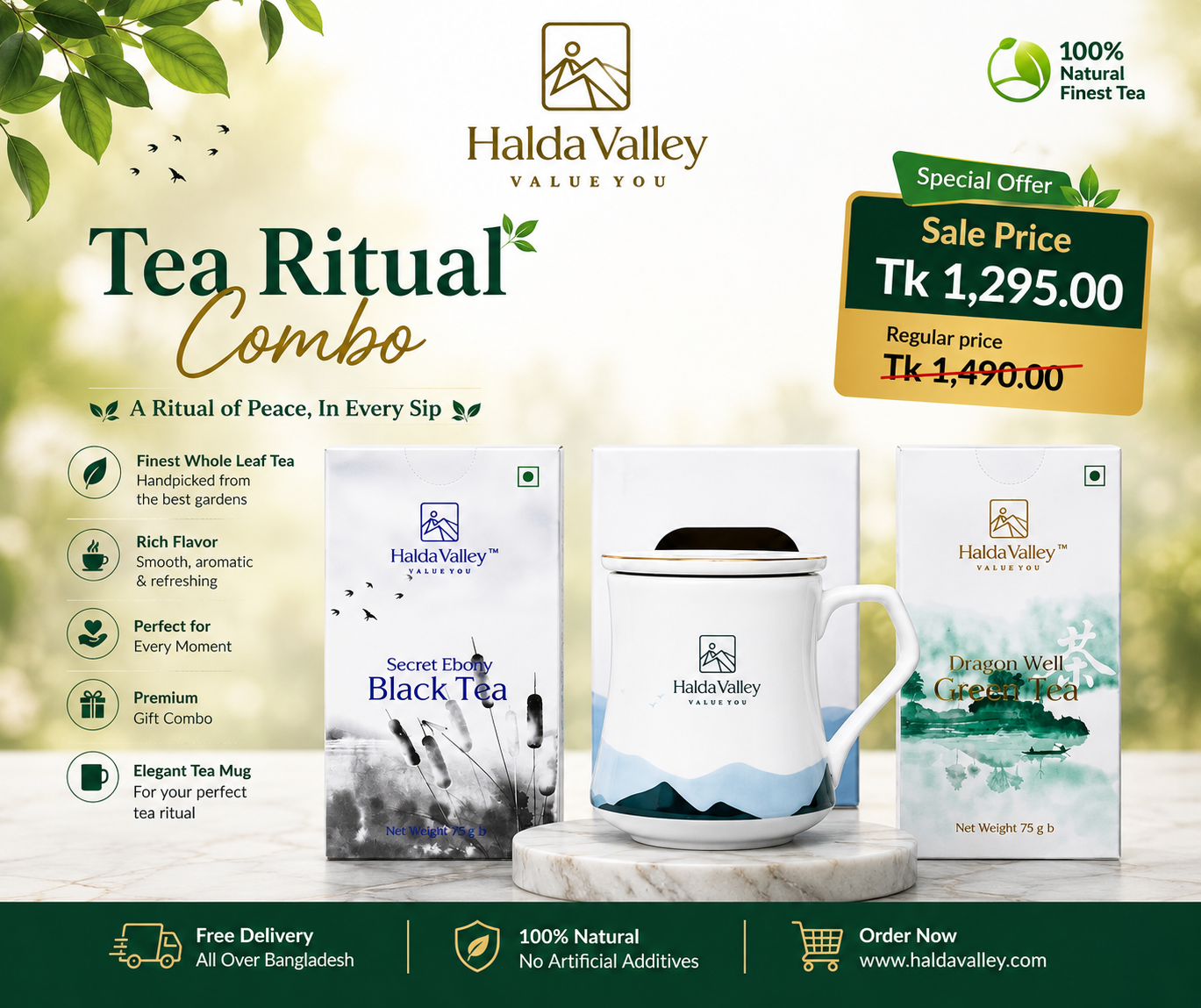 Halda Valley Facebook ad: Your Perfect Tea Ritual Starts Here Save 195 TK