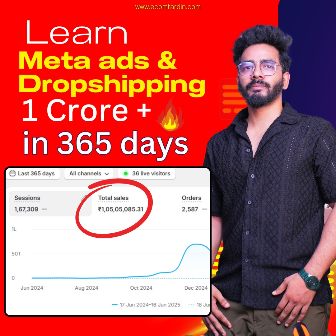 Ecom Fardin Facebook ad: Learn Meta Ads & Dropshipping, ₹1 Crore+ in…