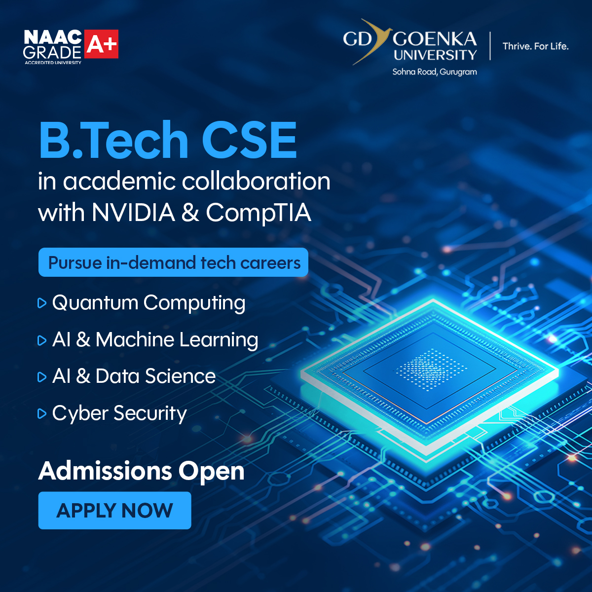 GDGU School Of Engineering and Sciences Facebook ad: Apply Now for B.Tech Admissions