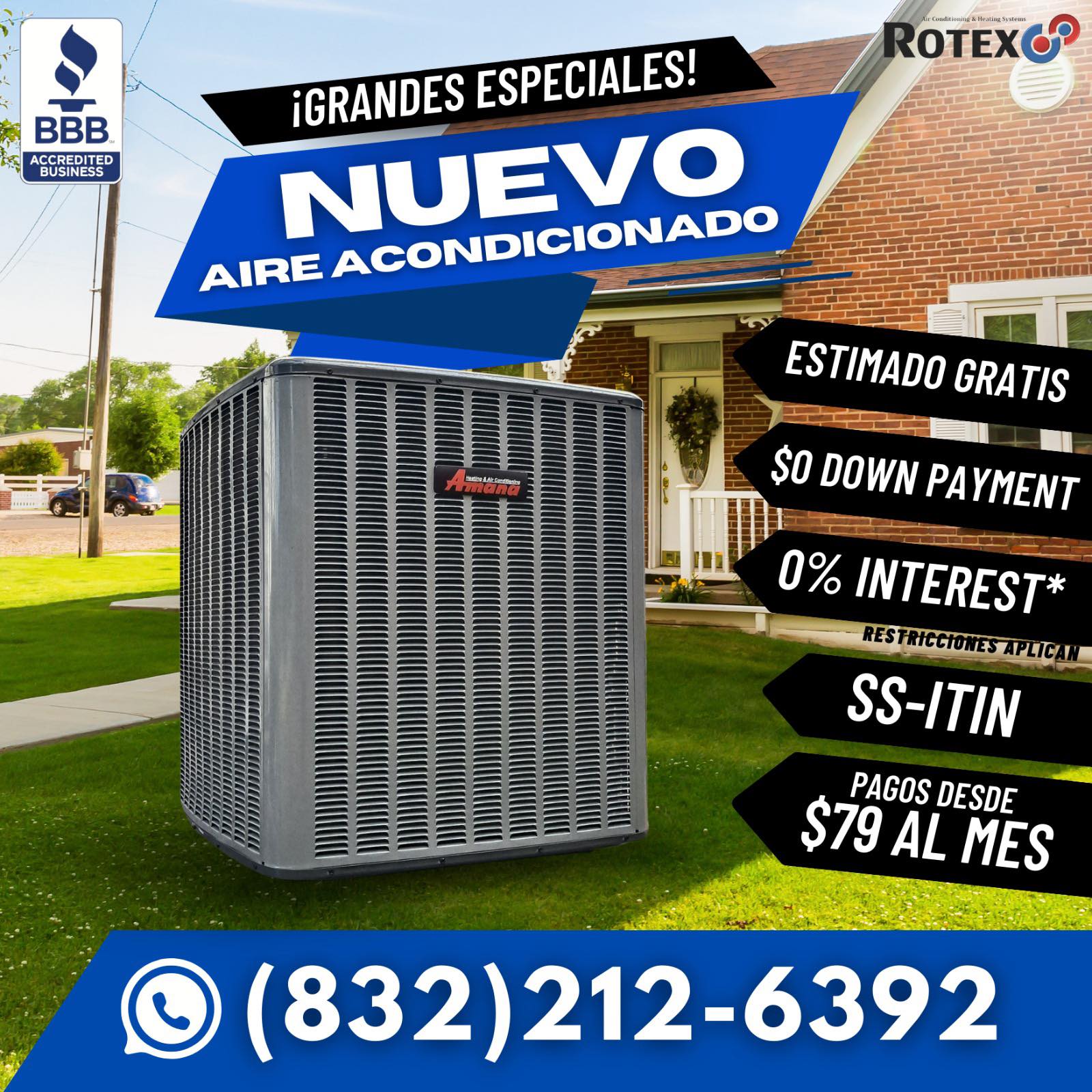 Air Conditioning & Heating Rotex Facebook ad: Chatea con nosotros