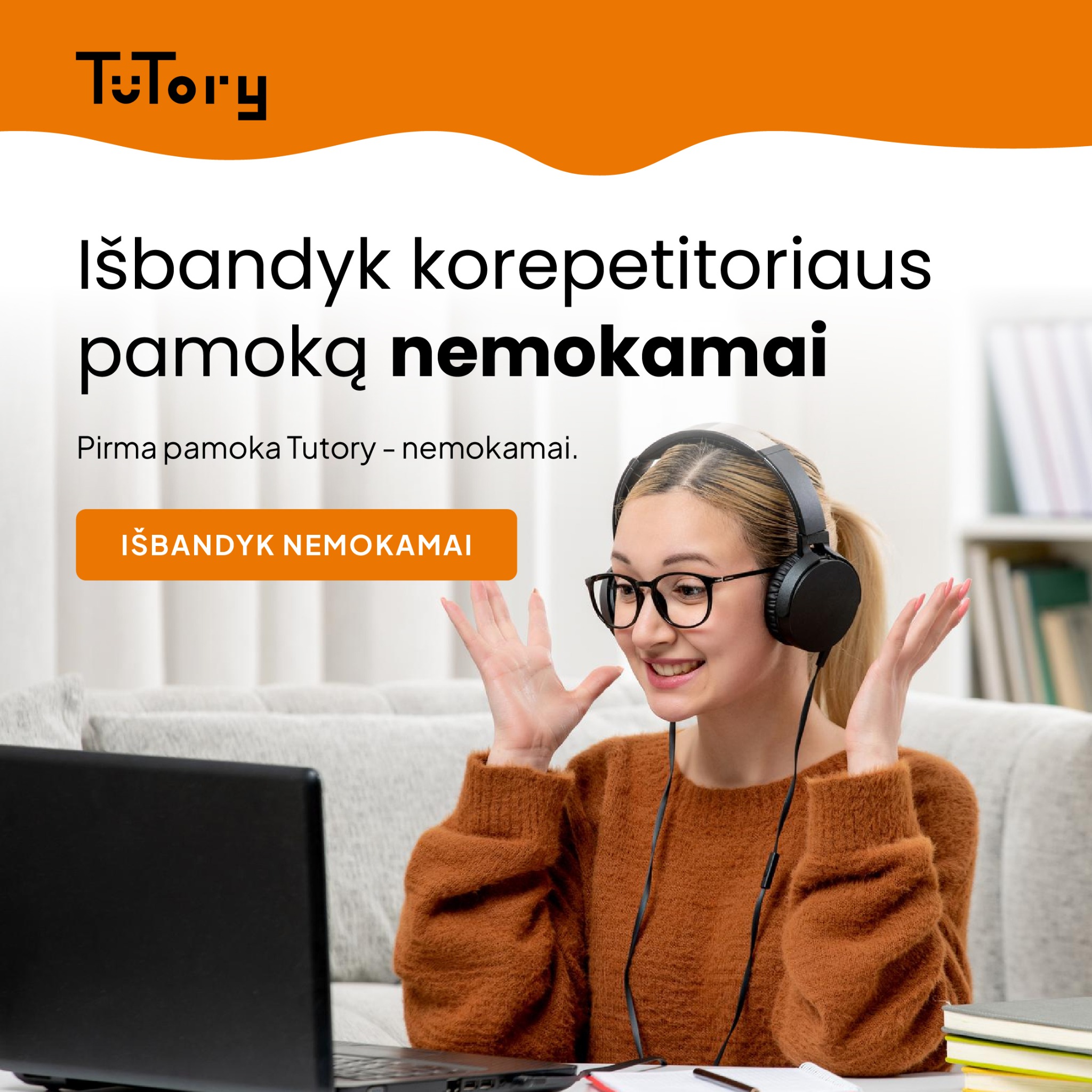 Tutory.lt Facebook ad: Korepetitoriai