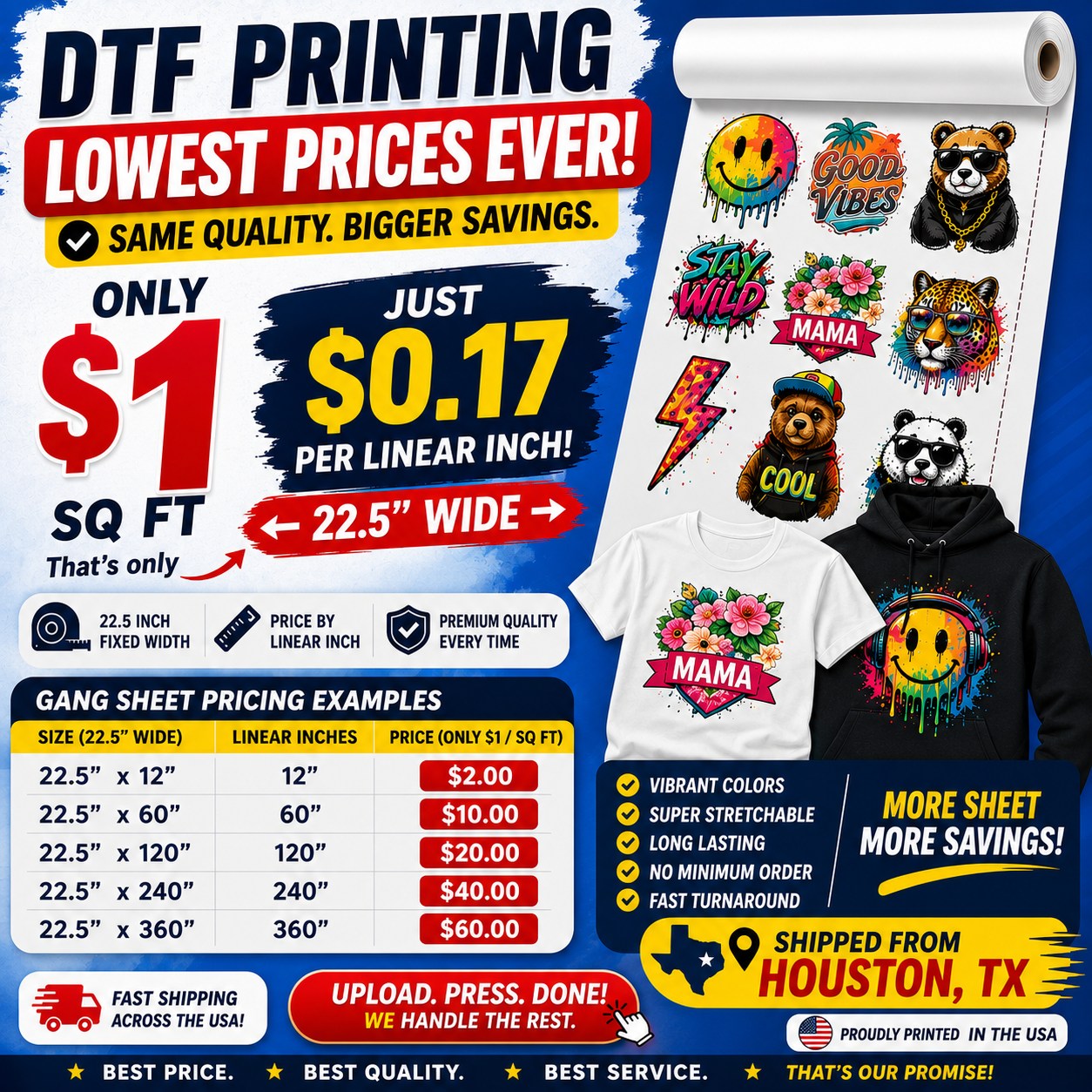 Rapid DTF Facebook ad: Rapid DTF, Custom Wholesale DTF Transfers -Ships in 24 hours