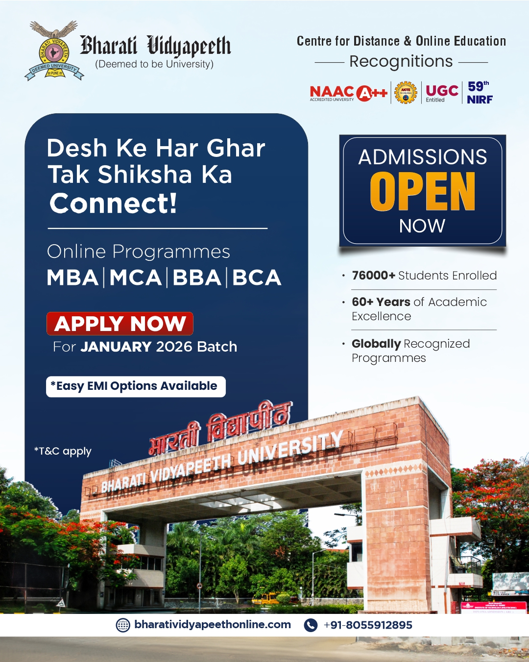 Bharati Vidyapeeth Center for Distance & Online Education Facebook ad