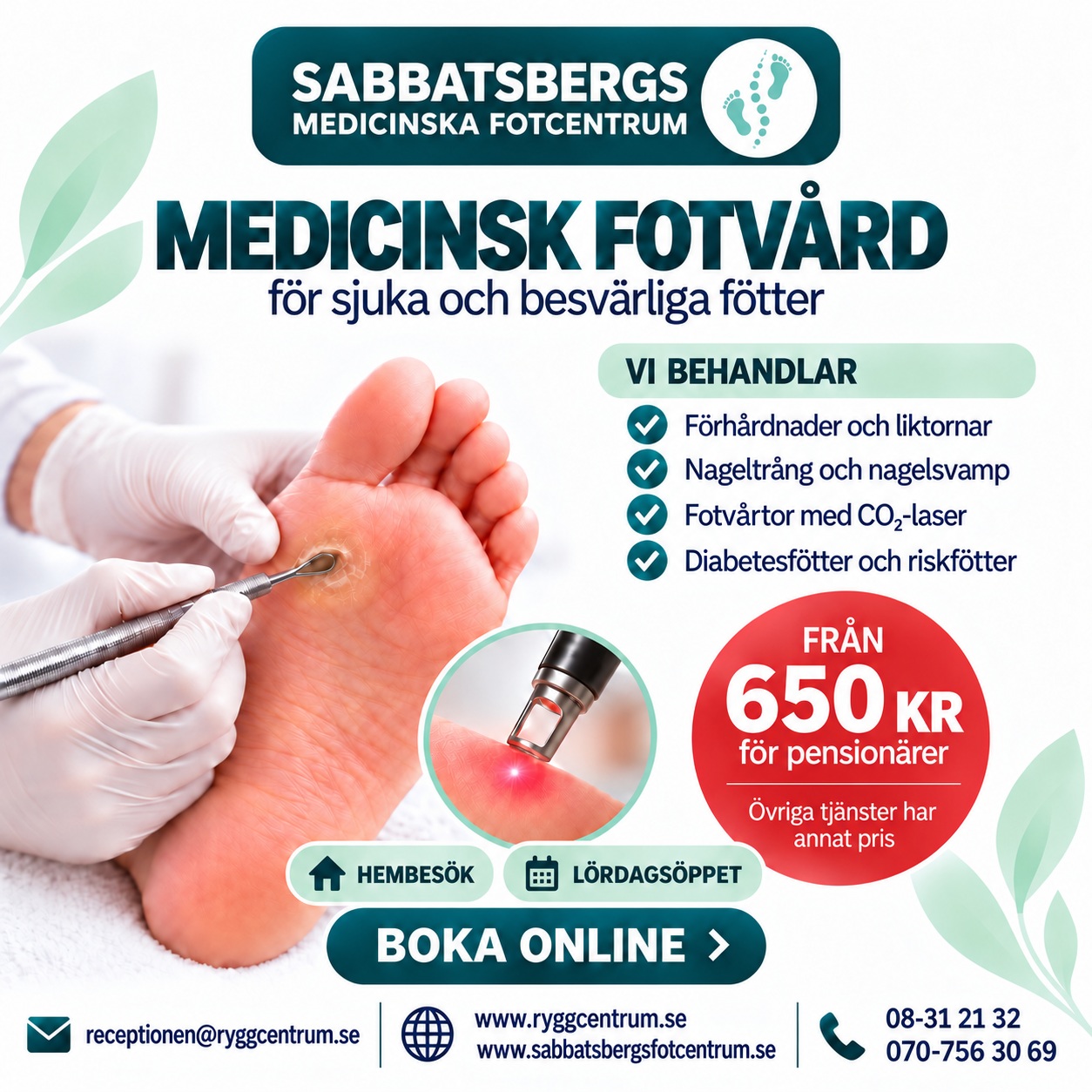 Sabbatsbergs ryggcentrum Facebook ad: Sabbatsbergs Ryggcentrum - Fotvård i Stockholm