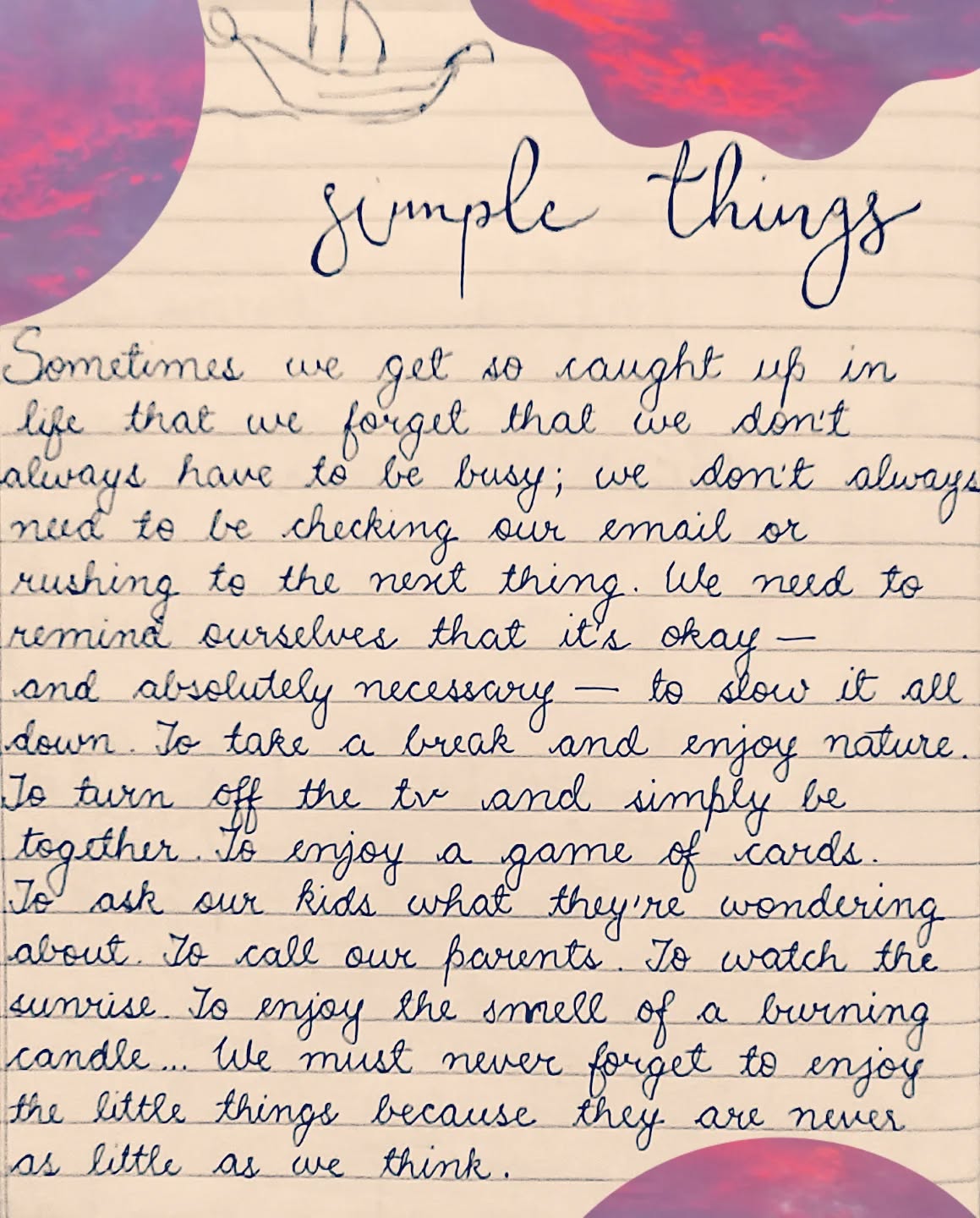 plumeandpage Facebook ad: The joy of simple things.
