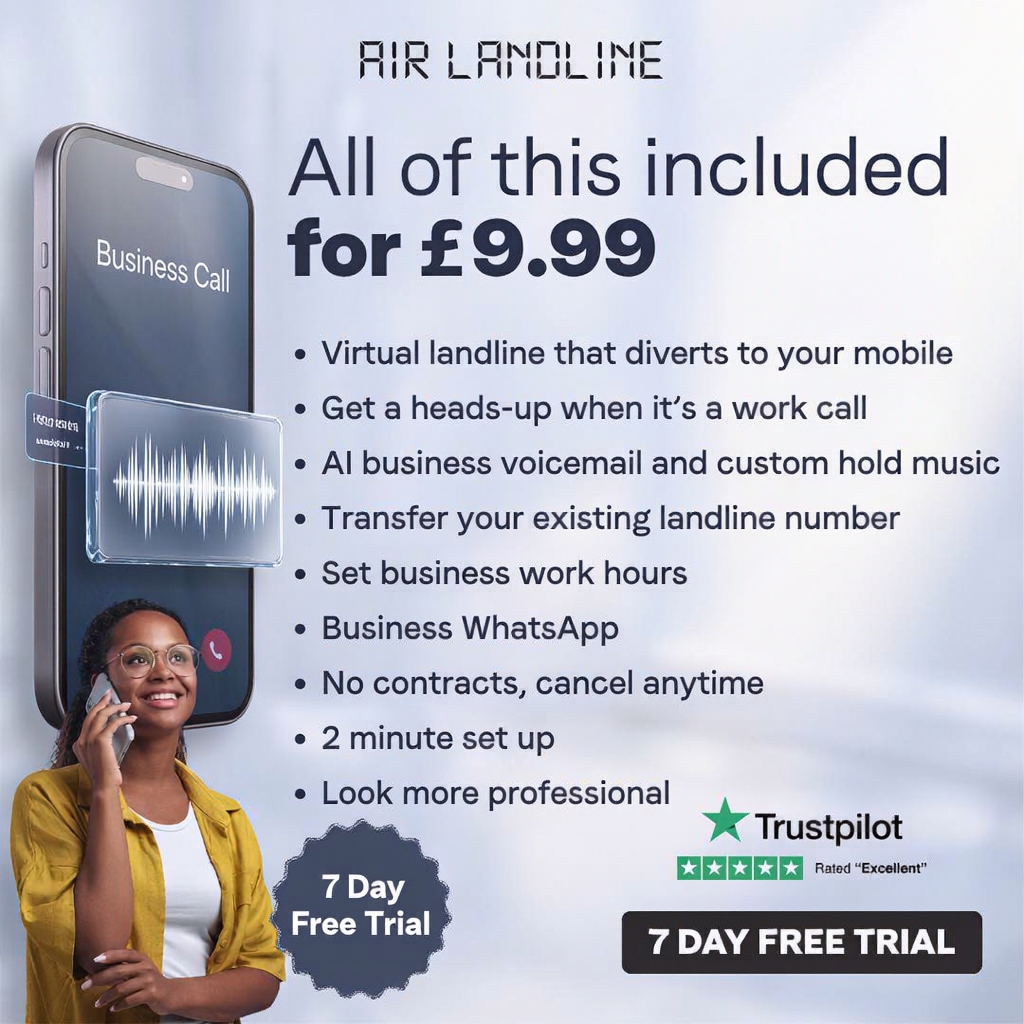 Air Landline Facebook ad: Screen business/personal calls