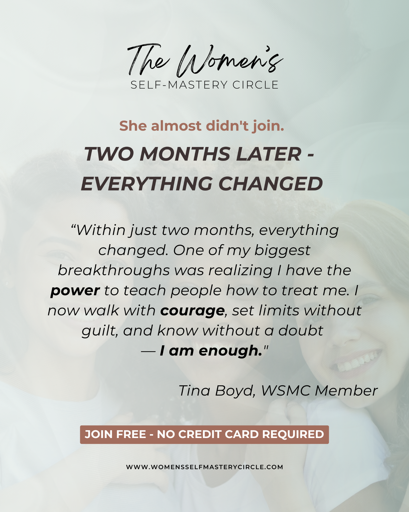 RSW Life Coaching Facebook ad: She almost didn't join. Two months later, everything…