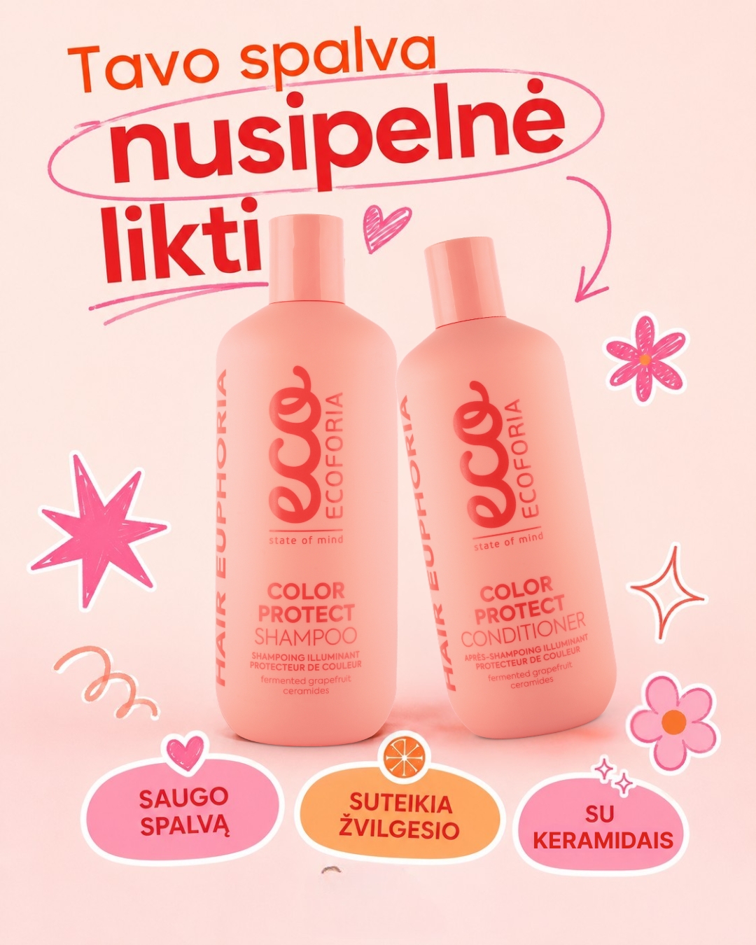 Ecoforia Lietuva Facebook ad: ECOFORIA COLOR PROTECT plaukų šampūnas, 400 ml