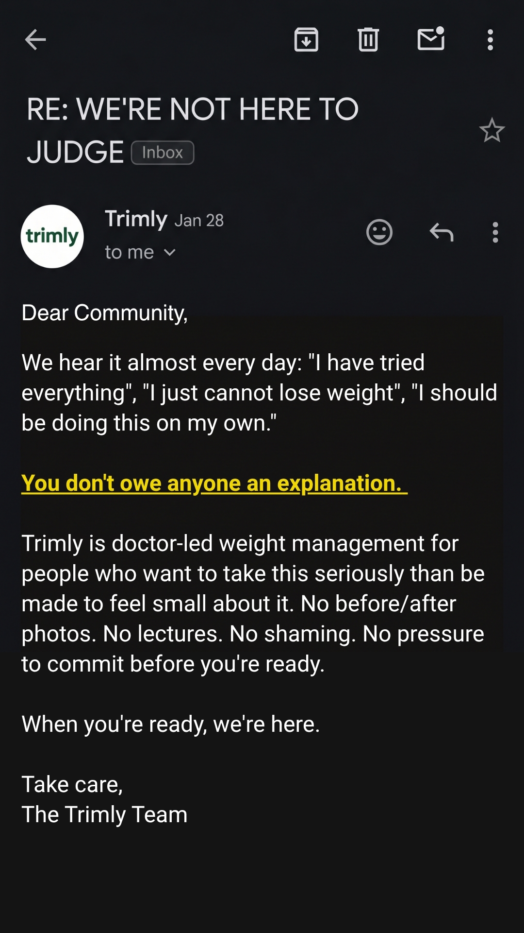 Trimly Facebook ad