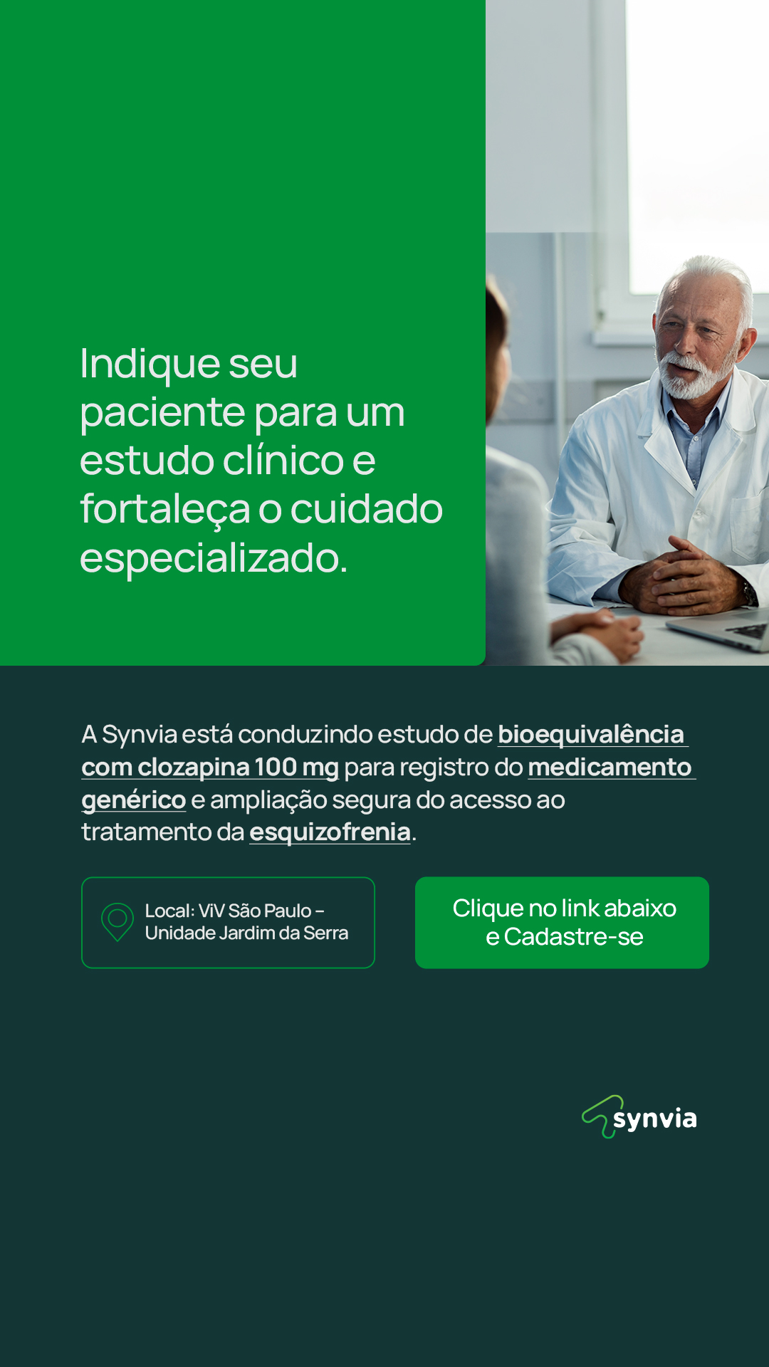 Synvia - Participantes Facebook ad: Estudo sobre clozapina 100 mg