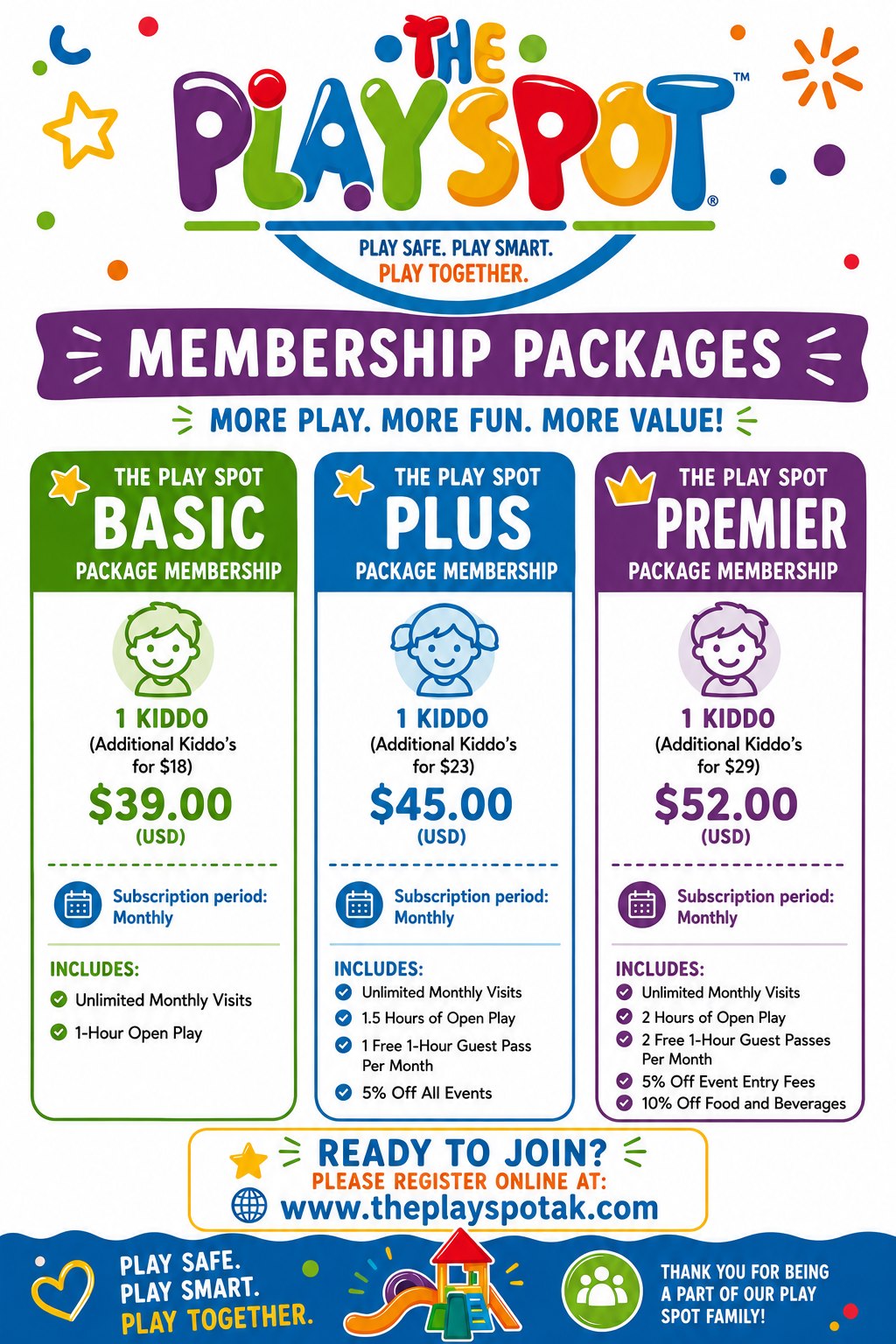 The Play Spot Facebook ad: Membership Kick-Off at The Play Spot!