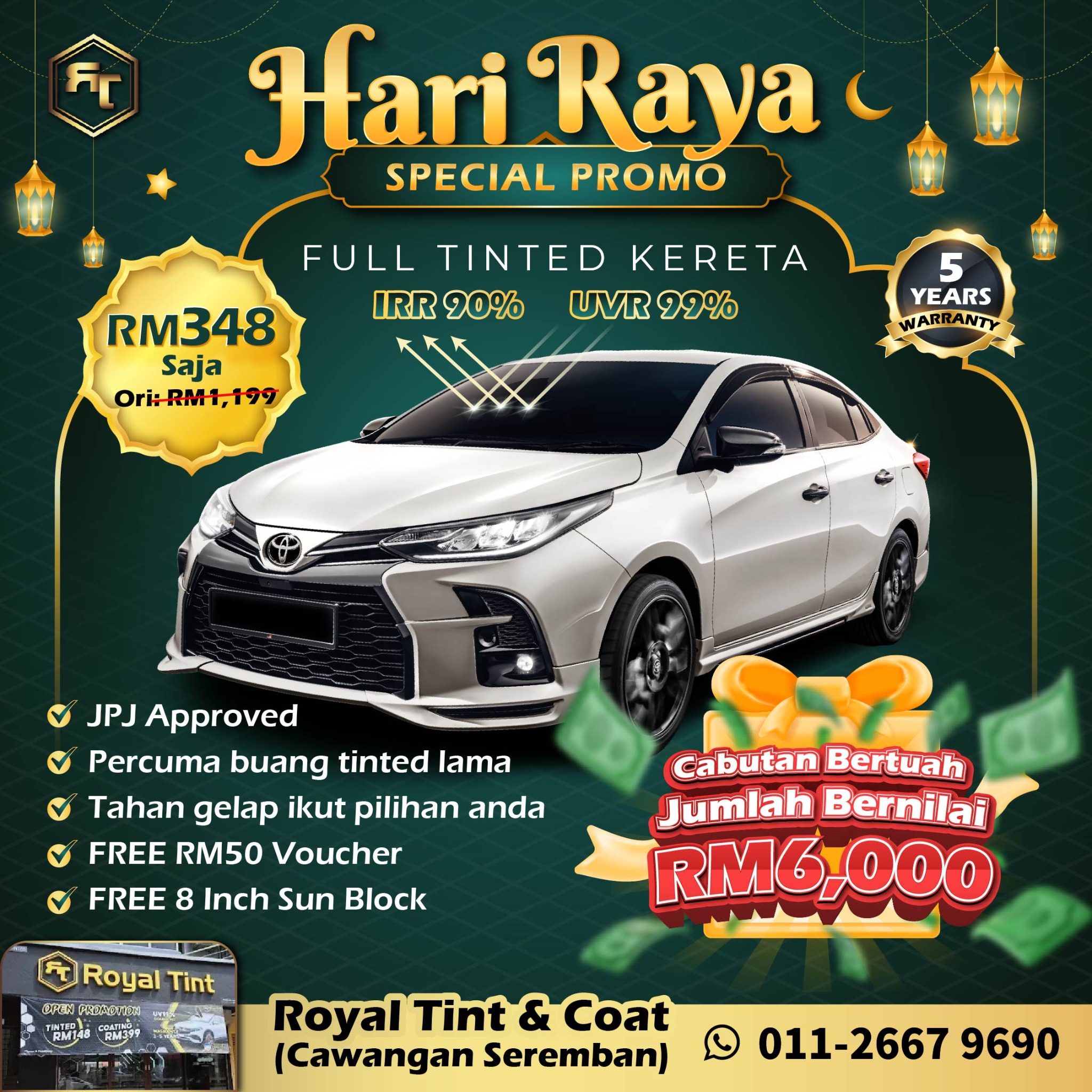 Royal Tint & Coat - Seremban 2 Facebook ad: PM Kite Utk Booking Slot Skrg