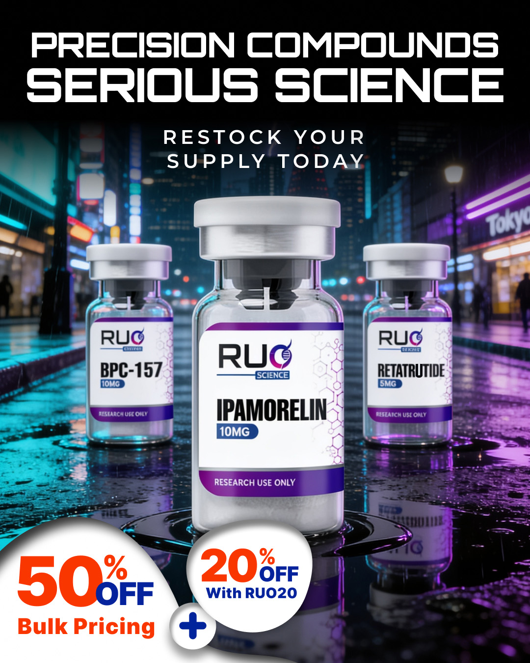 RUO science Facebook ad: 20% OFF With Code RUO20