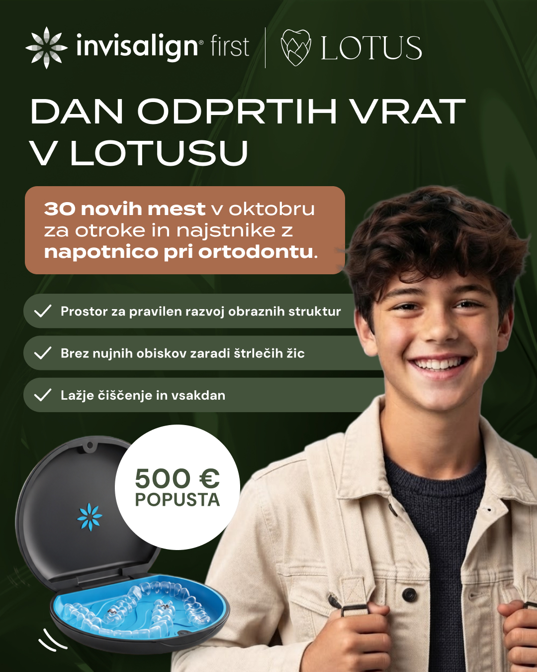 Lotus dentalni center Facebook ad: Odpiramo 30 novih mest v oktobru