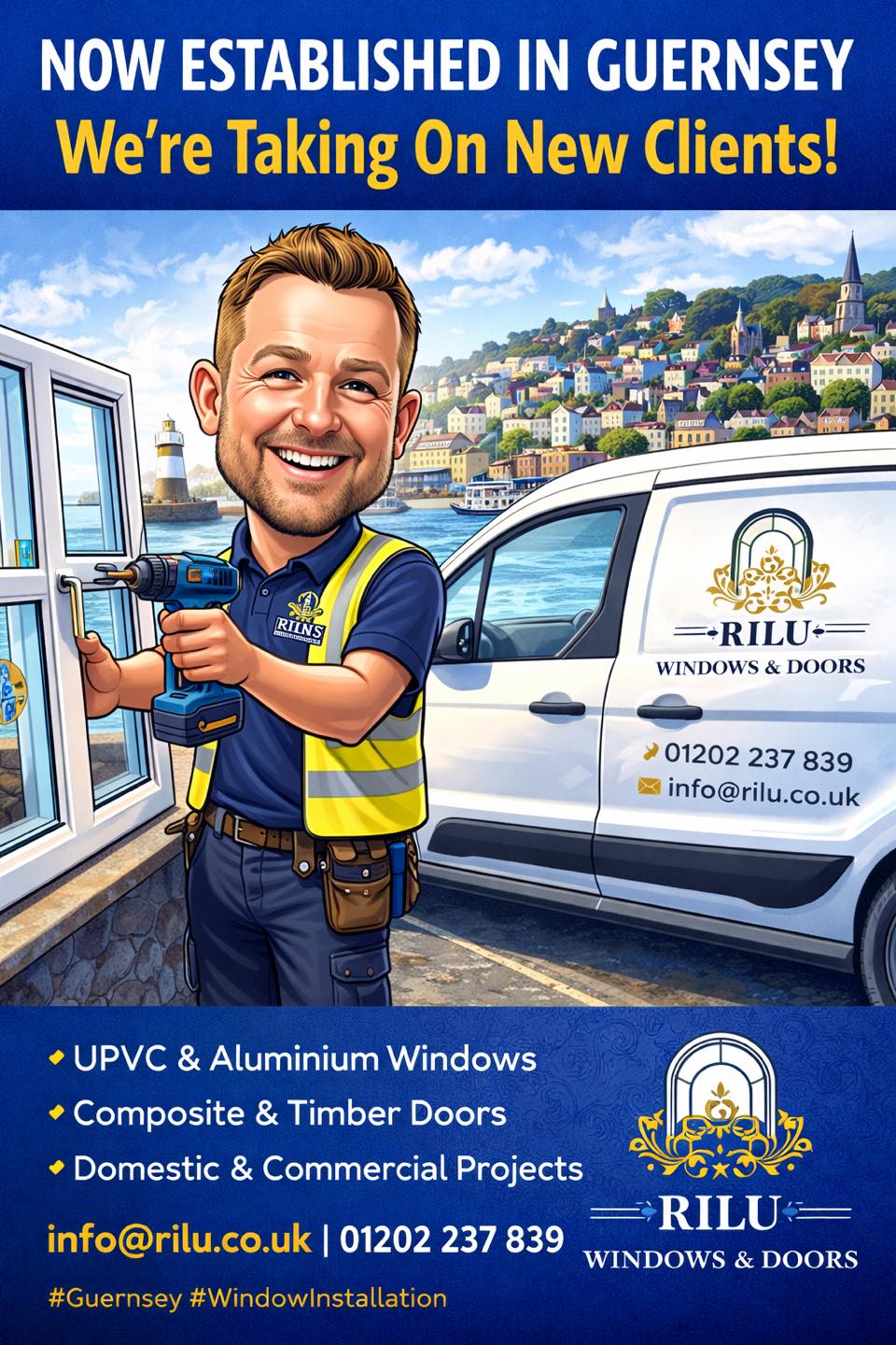 RILU Windows & Doors Facebook ad: RILU Windows & Doors, Now Established in Guernsey