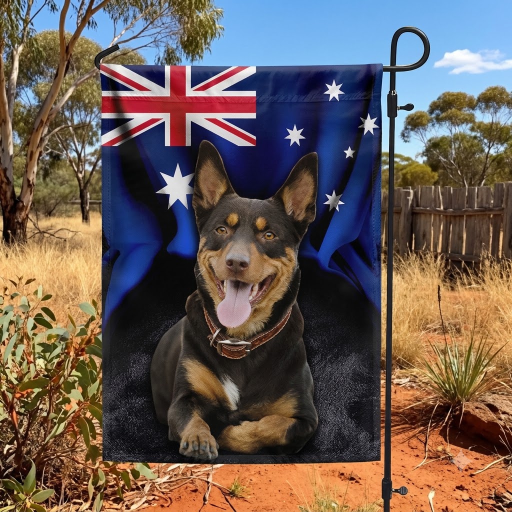 Flagwix.com Facebook ad: Australian Kelpie Yard Flag - Patriotic Garden Flag for…