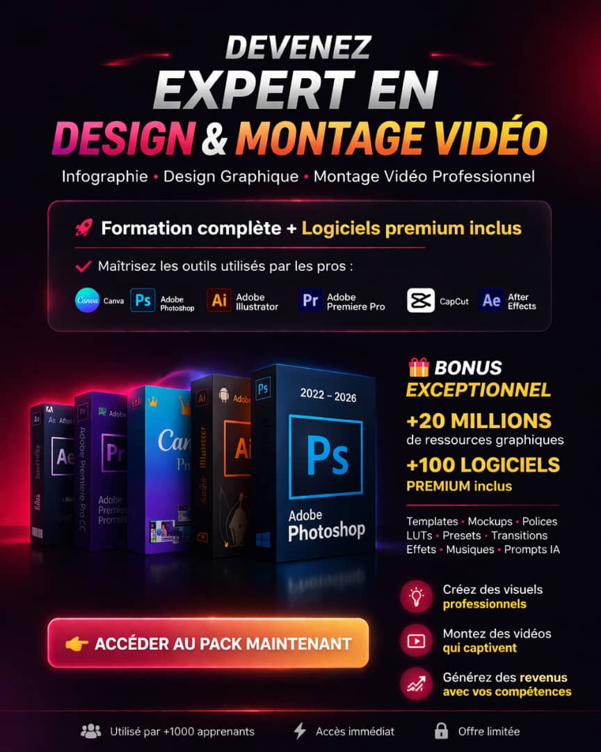Librairie Virtuelle 226 Facebook ad: PACK INFOGRAPHIE ET MONTAGE VIDEO PRO
