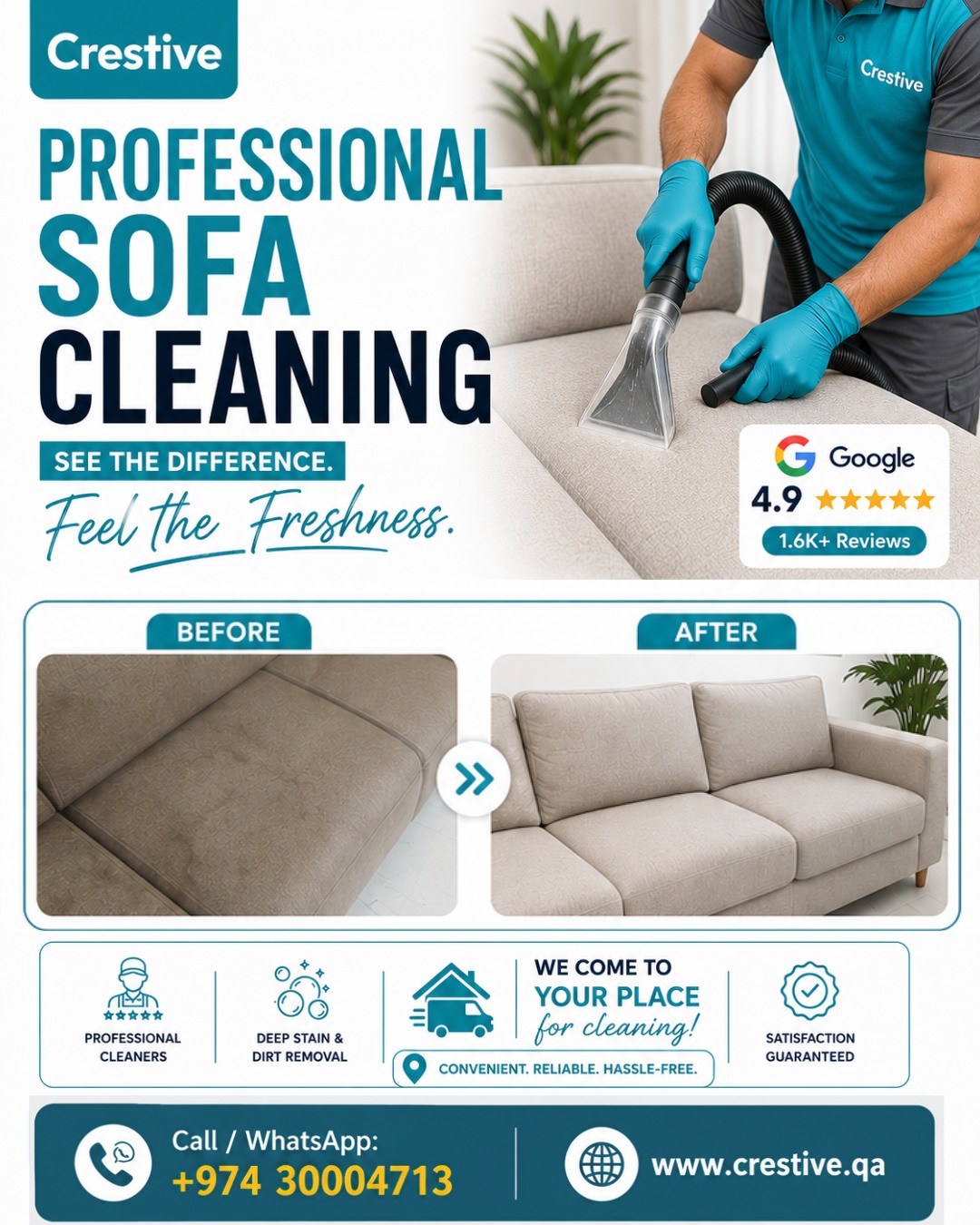 Crestive Cleaning Services Facebook ad: Bring Your Sofa Back to Life!