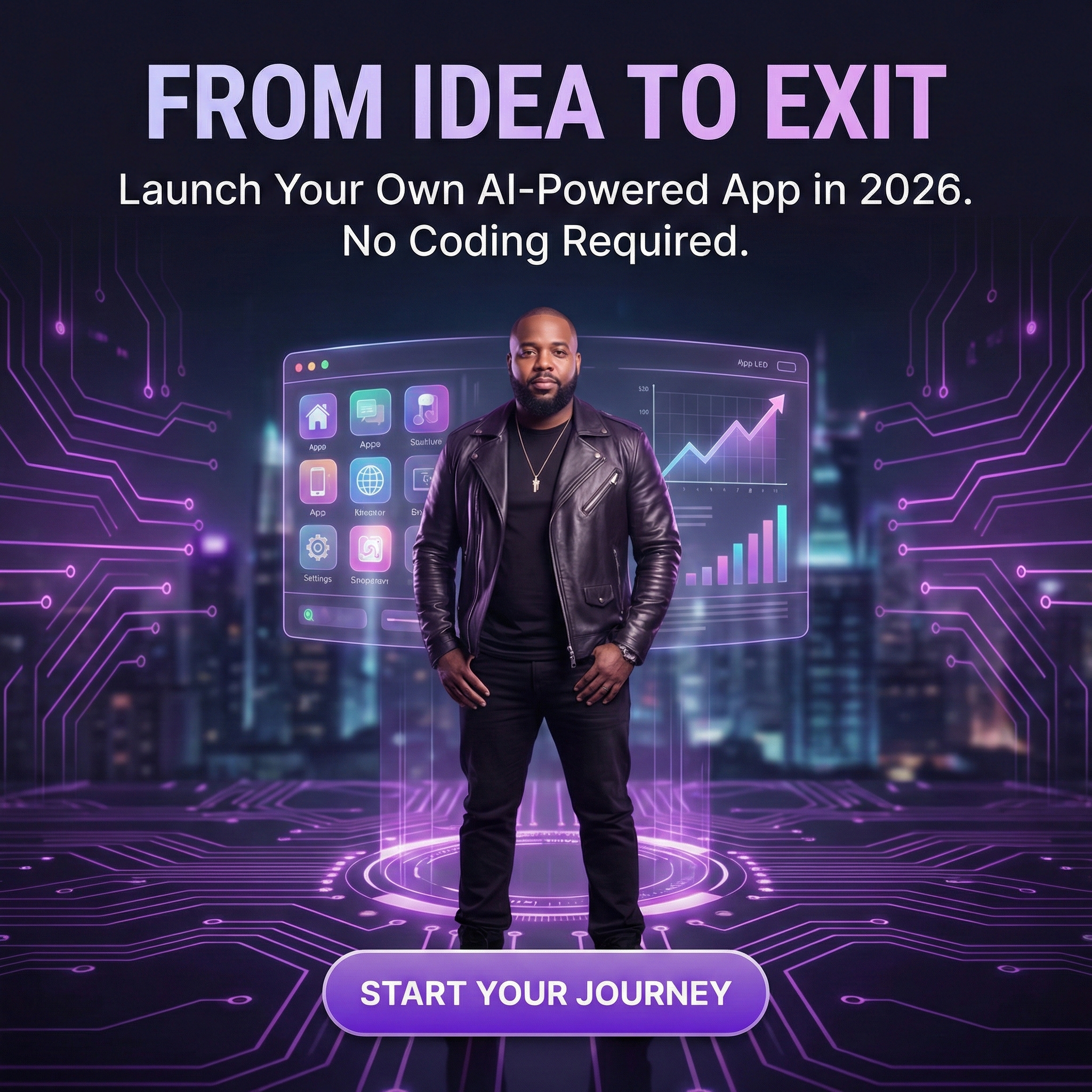 Justin Burns Facebook ad: Launch Your Own Software App Using AI in 2026