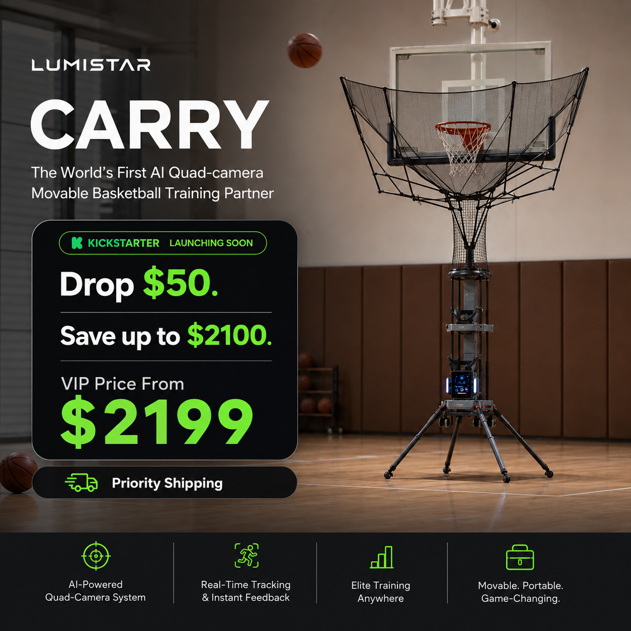 Lumistar Global Facebook ad: Get more shots up. Chase less.