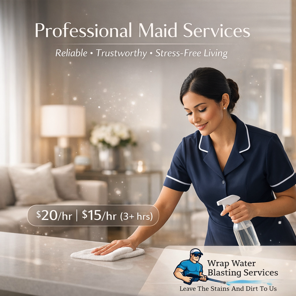Wrap Water Blasting Services Facebook ad: Professional Maid Services in Suva