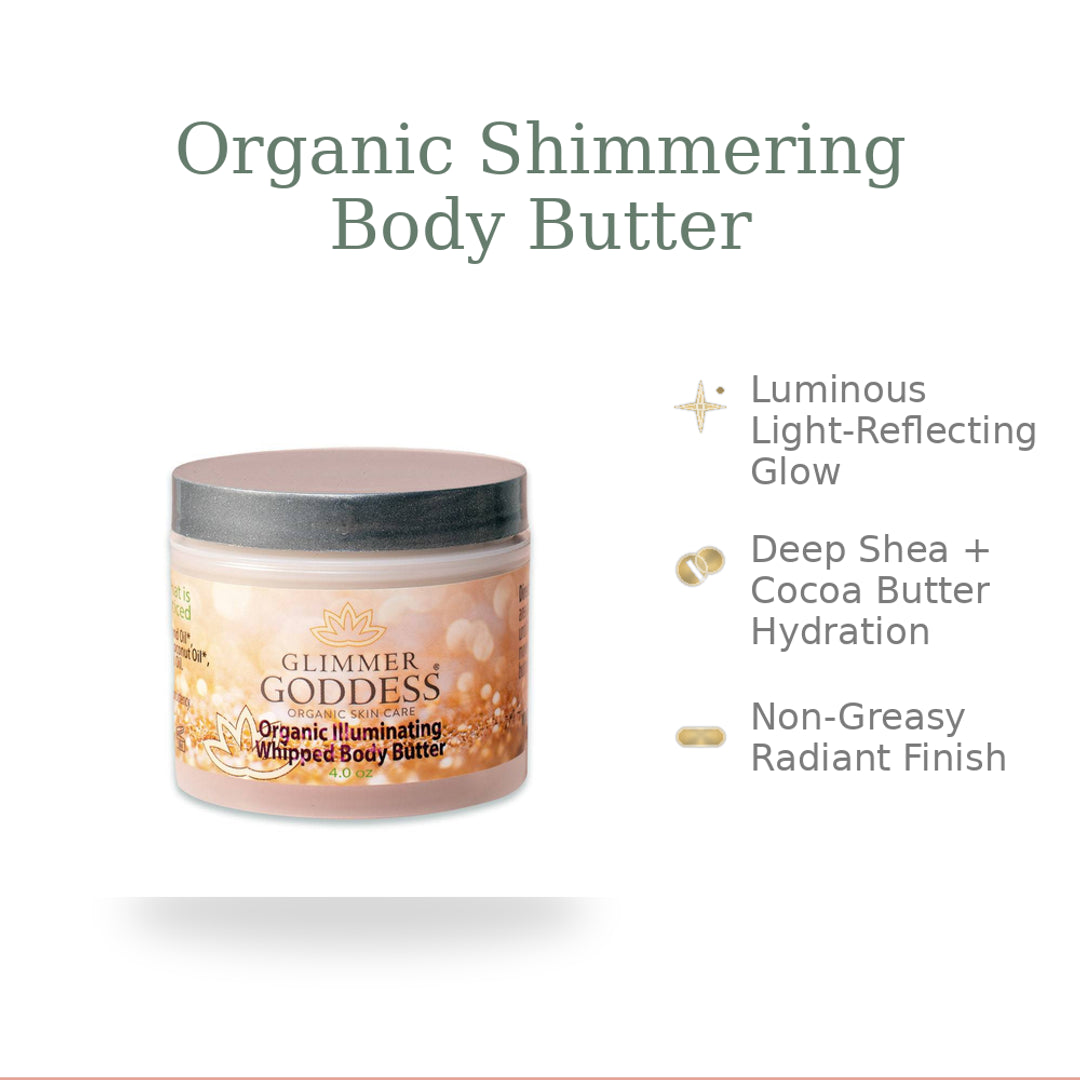 Glimmer Goddess Organic Skin Care Facebook ad: Get glowing with clean, vegan skincare handcrafted in…