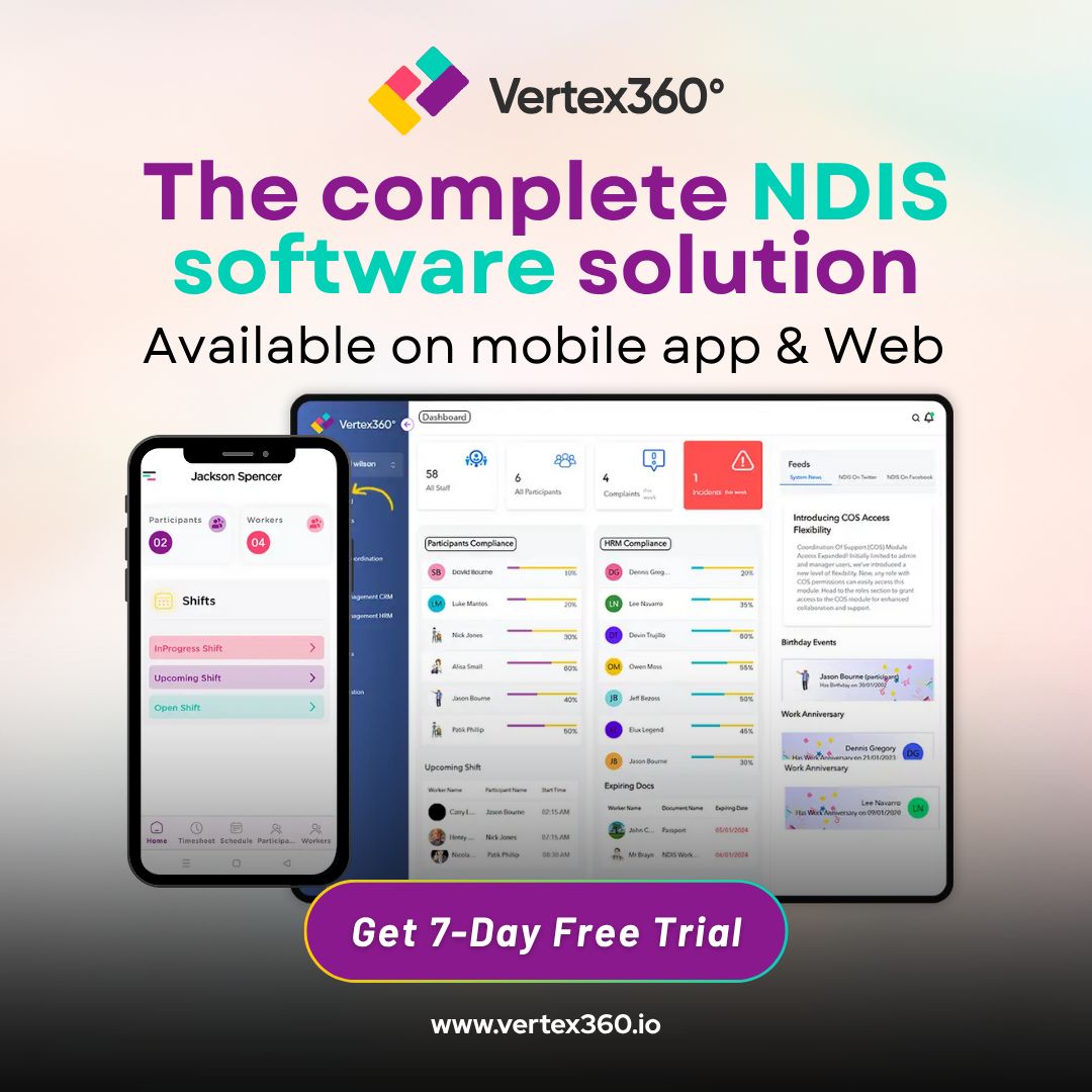 Vertex360 - NDIS Software Facebook ad: Real Operational Control for NDIS Leadership Teams