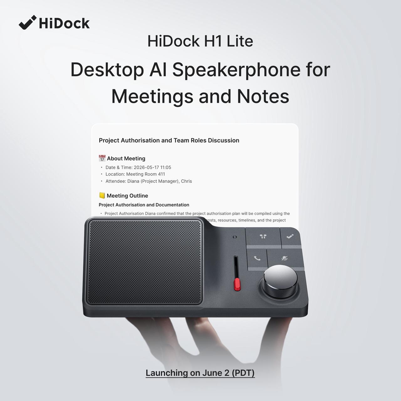 HiDock Facebook ad: Meet HiDock H1 Lite, the desktop AI speakerphone…
