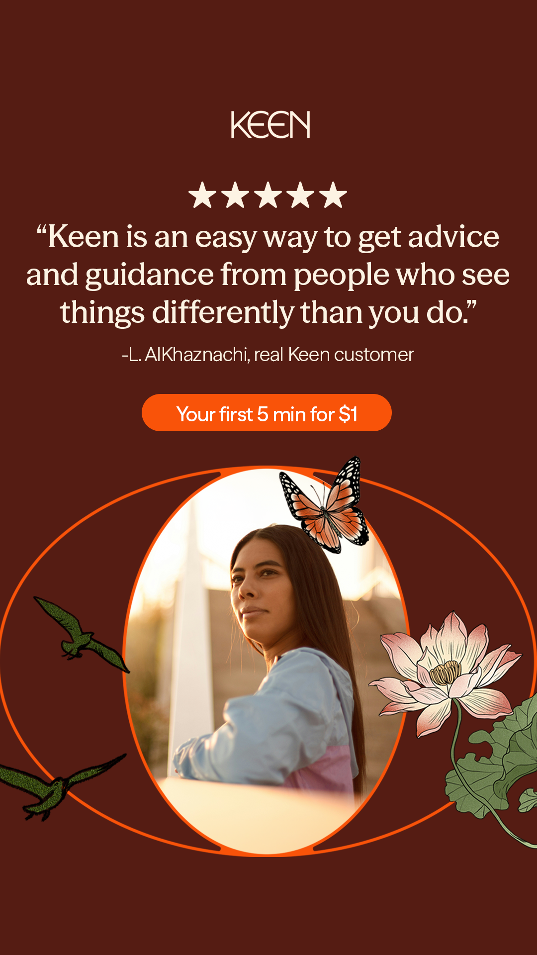 Keen.com Facebook ad: Backup for your instincts.