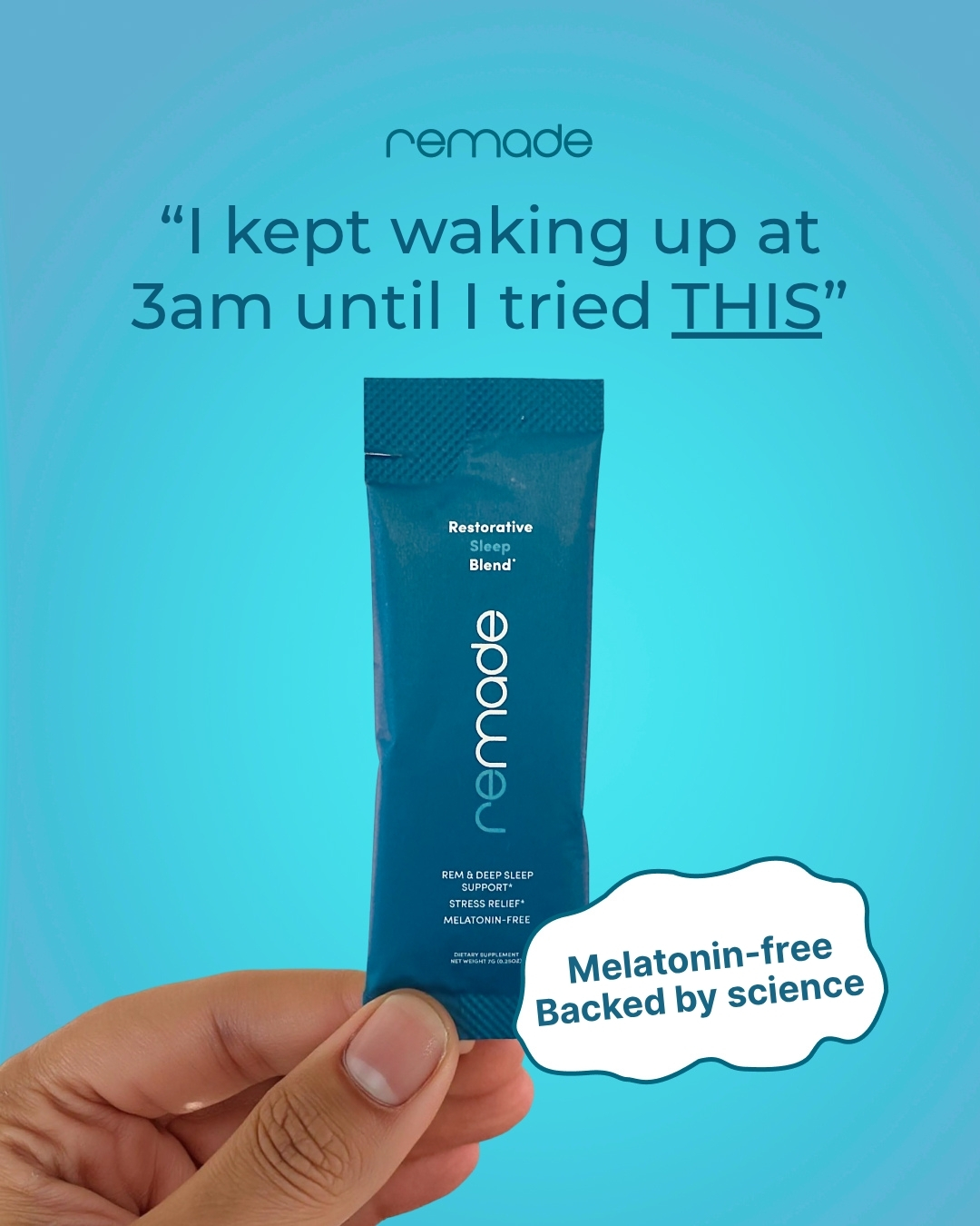 Remade Restorative Sleep Supplement Facebook ad