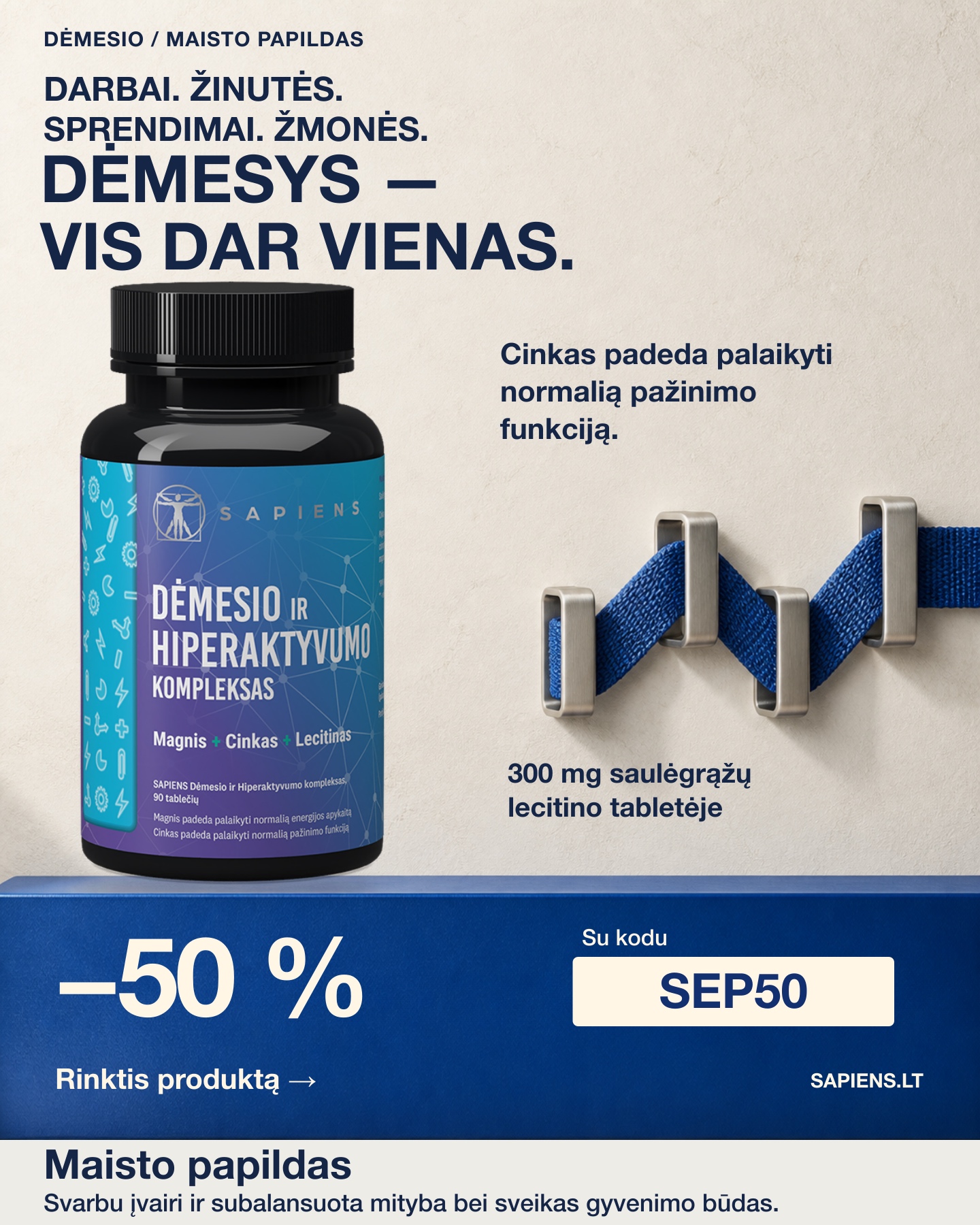 Sapiens Facebook ad: Kai viskas prašo dėmesio vienu metu
