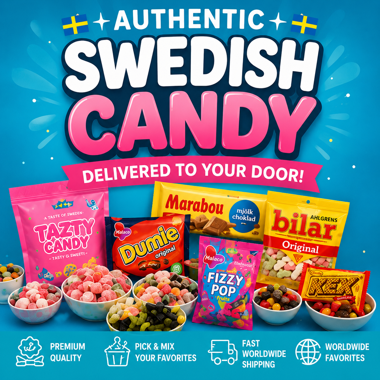 Taztycandy.com Facebook ad: Taste Authentic Swedish Candy