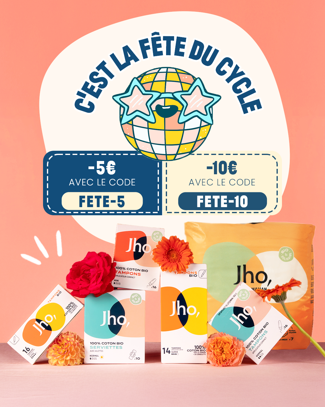 JHO. Facebook ad: -10€ avec le code FETE-10