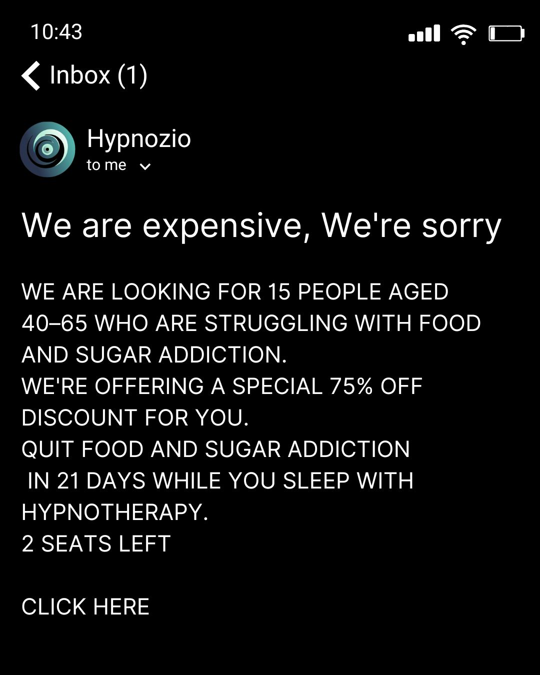 Hypnozio: power of hypnotherapy Facebook ad