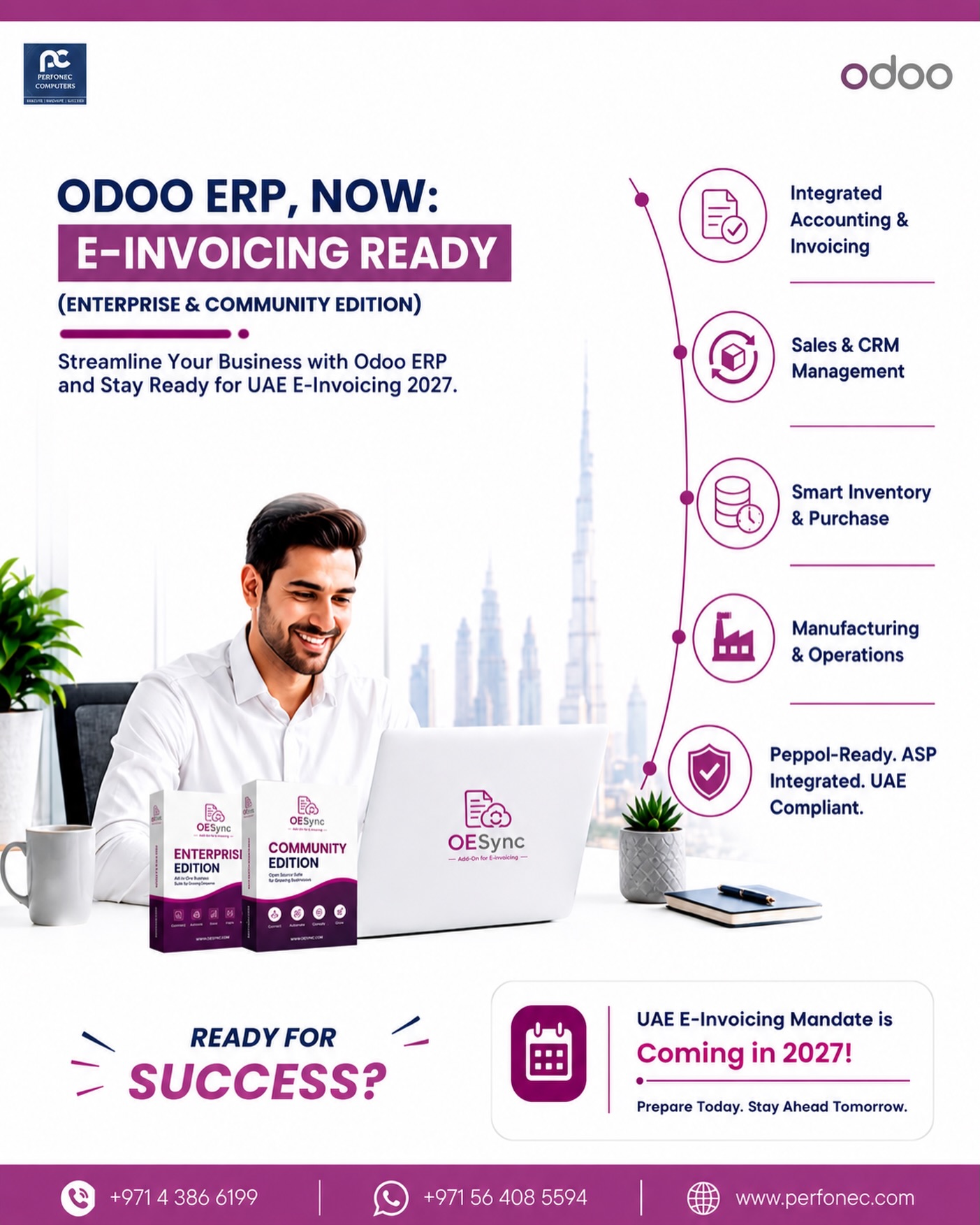 Perfonec Computers LLC Facebook ad: your business ready for the UAE E-Invoicing mandate…