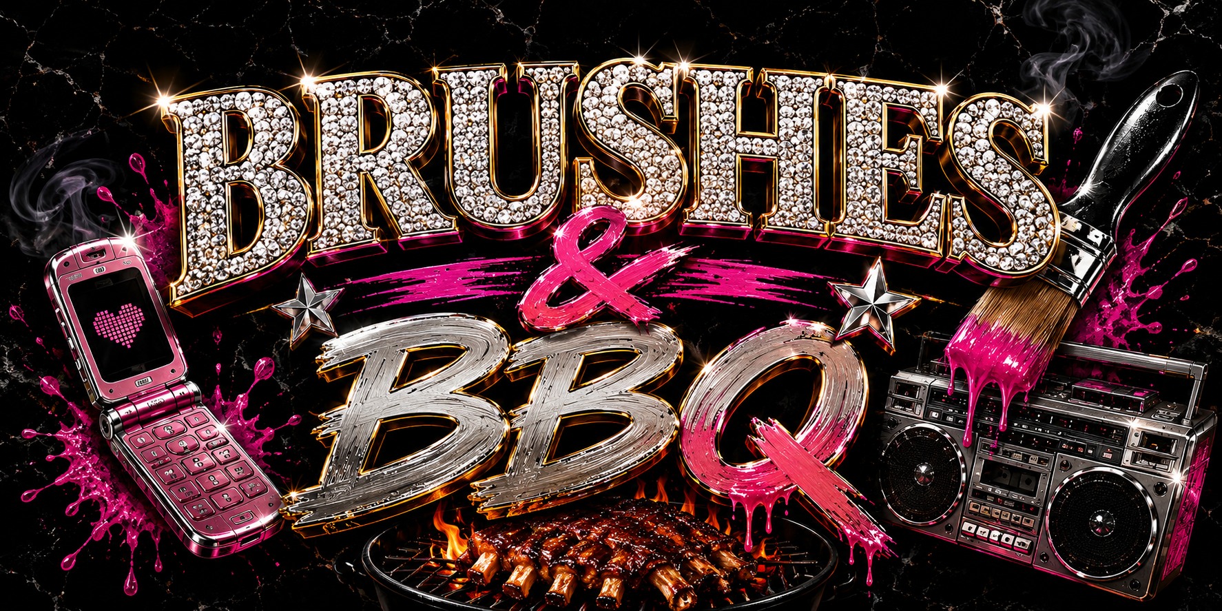 Paint & Positivity Art Studio & Events Facebook ad: BRUSHES & BBQ: A 2000s Paint Party