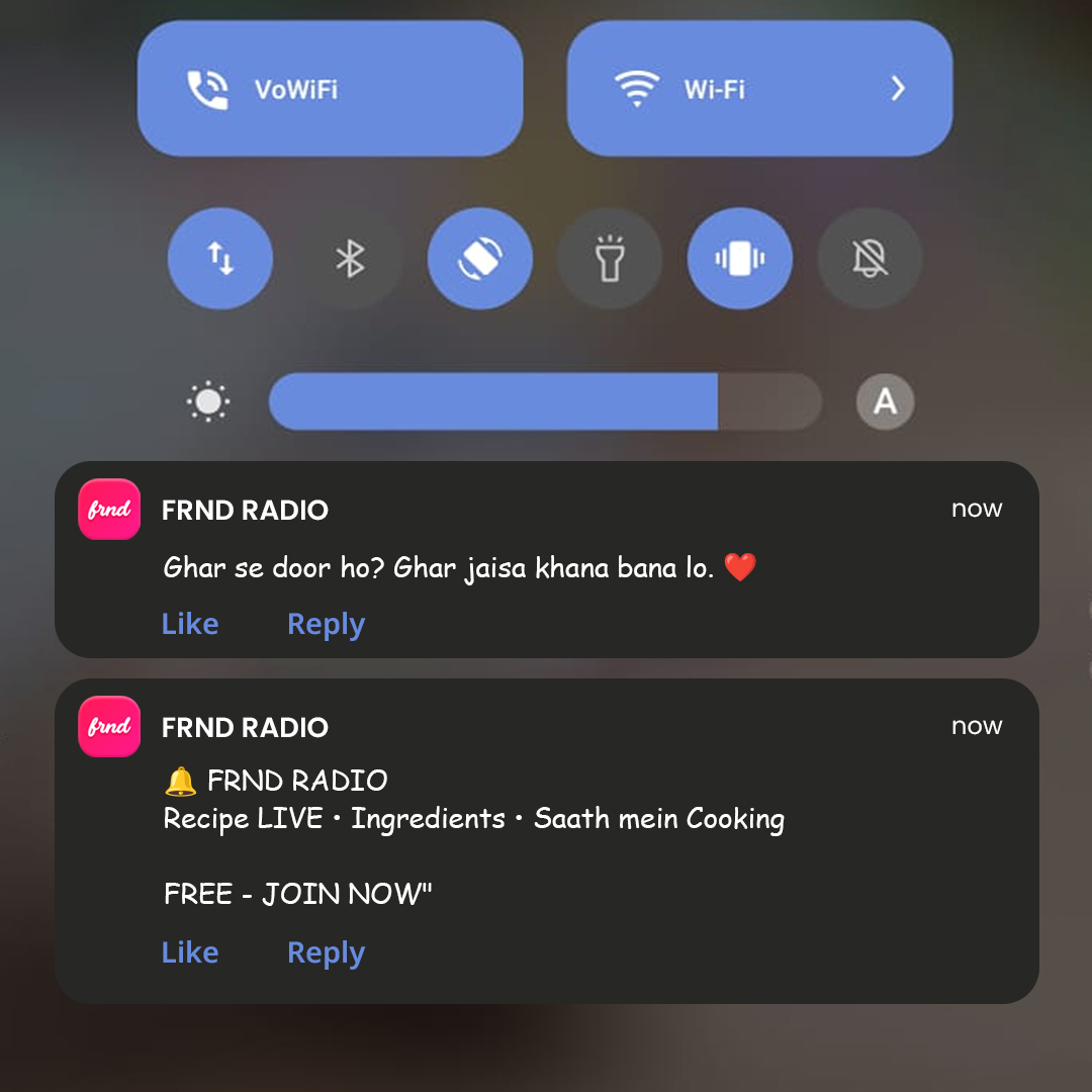FRND App Community Facebook ad: Cooking Aati Hai Ya Sirf Khana?