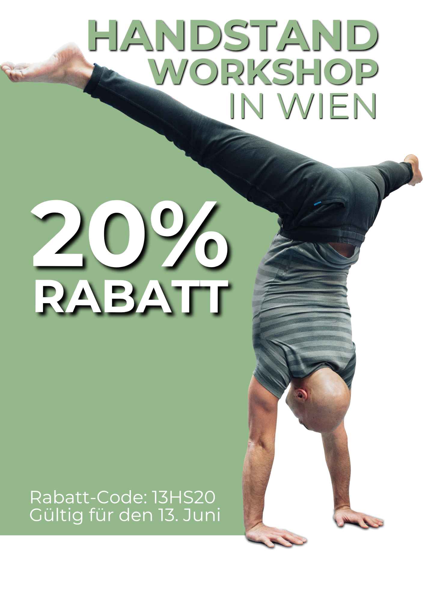 Dario Lo Voi Facebook ad: 20 % Rabatt auf den Handstand-Workshop am 13. Juni